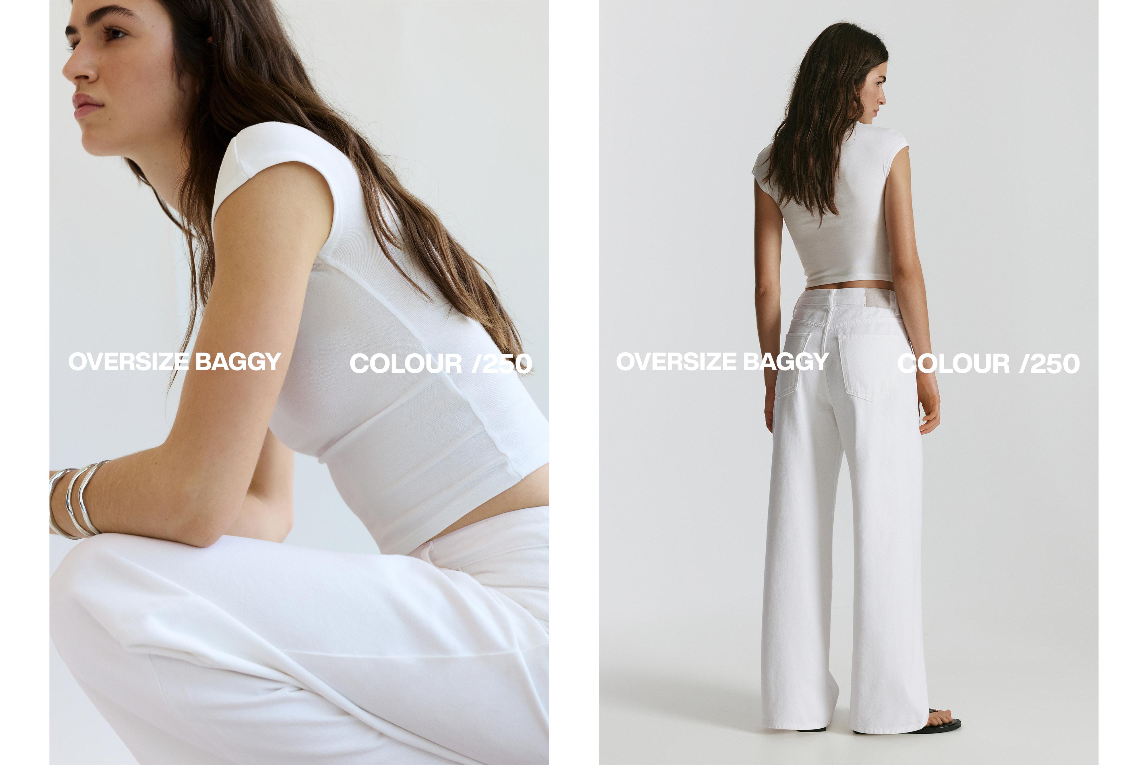Mid-waist baggy jeans — White