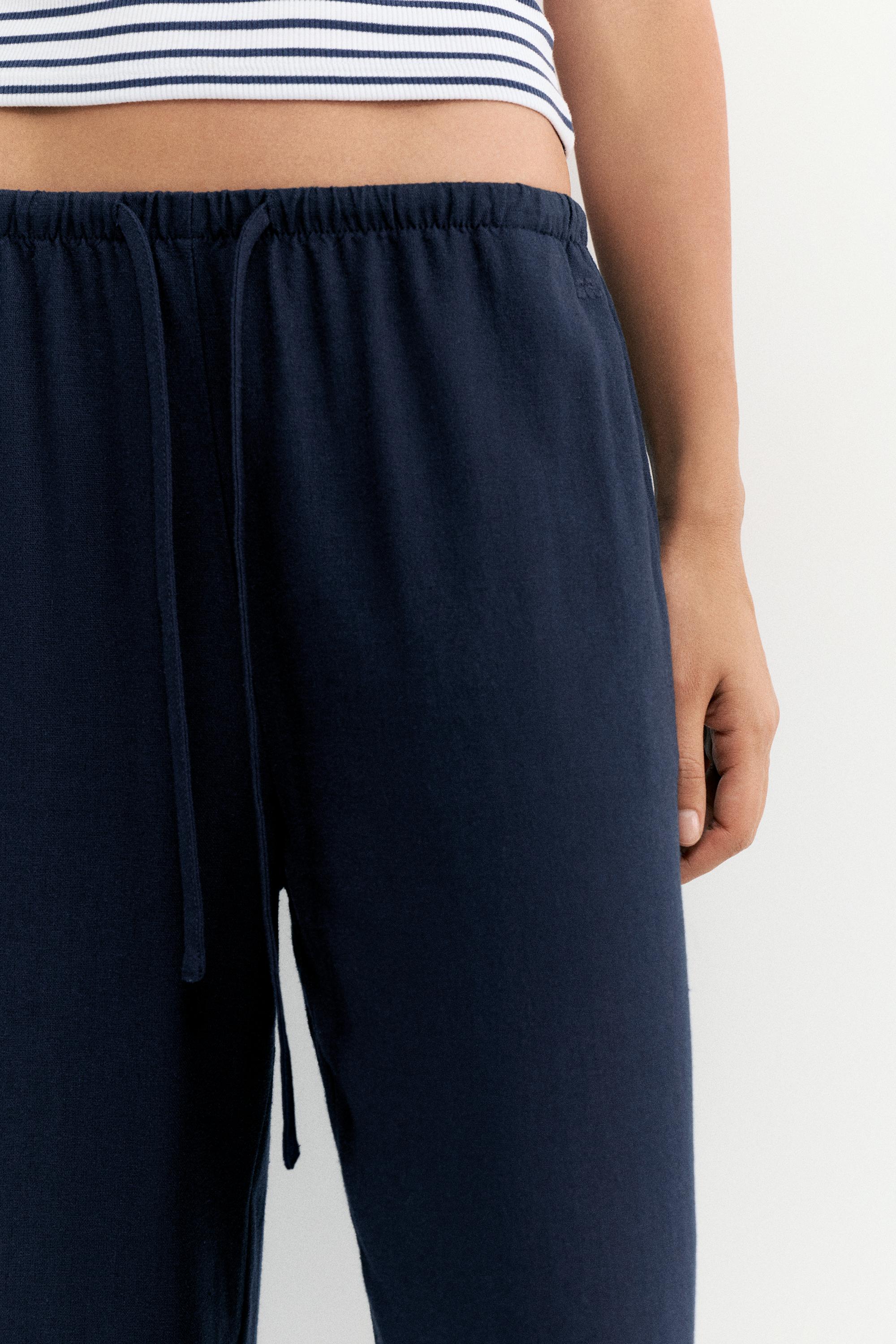 Linen blend joggers — Navy