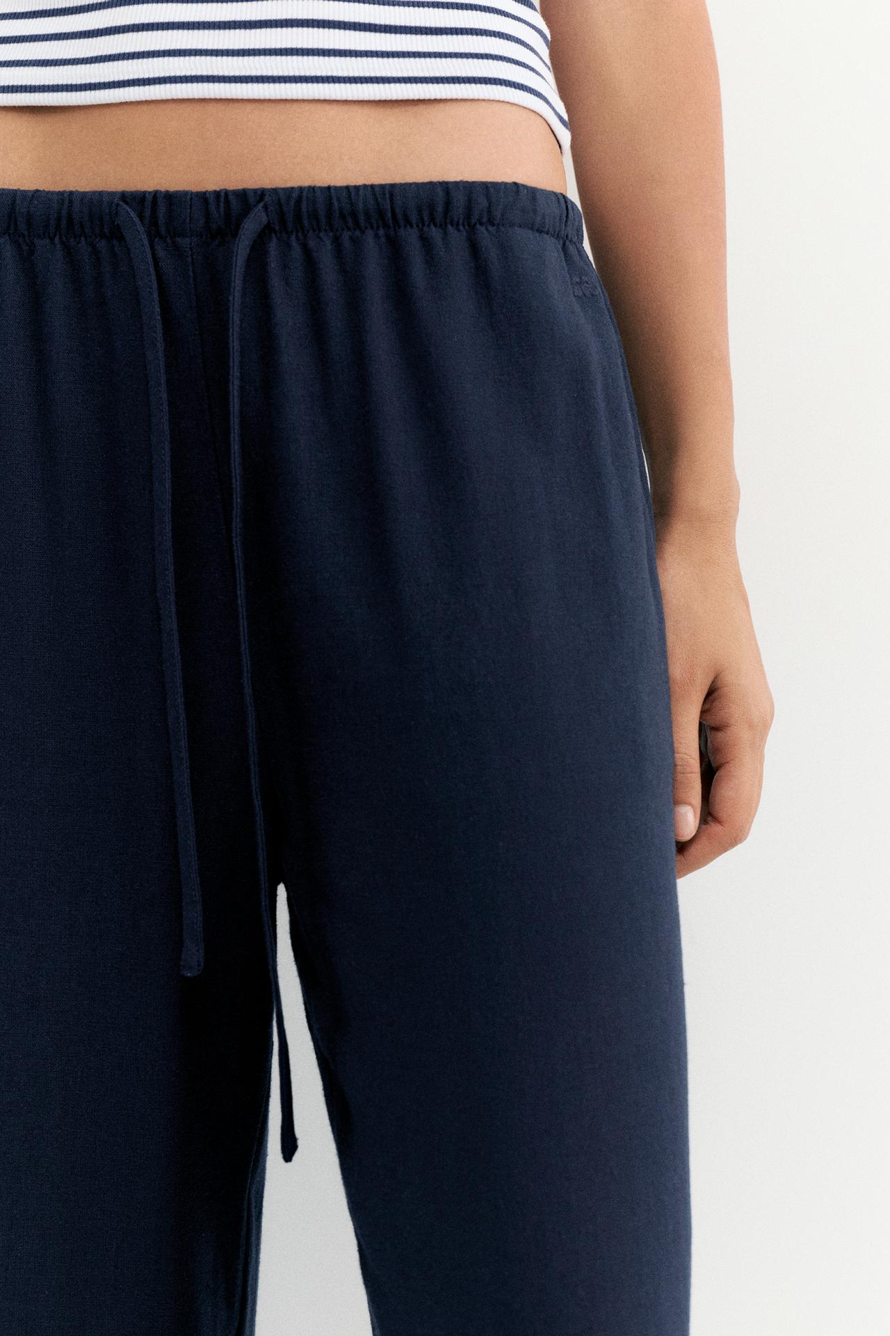 Linen blend joggers — Navy