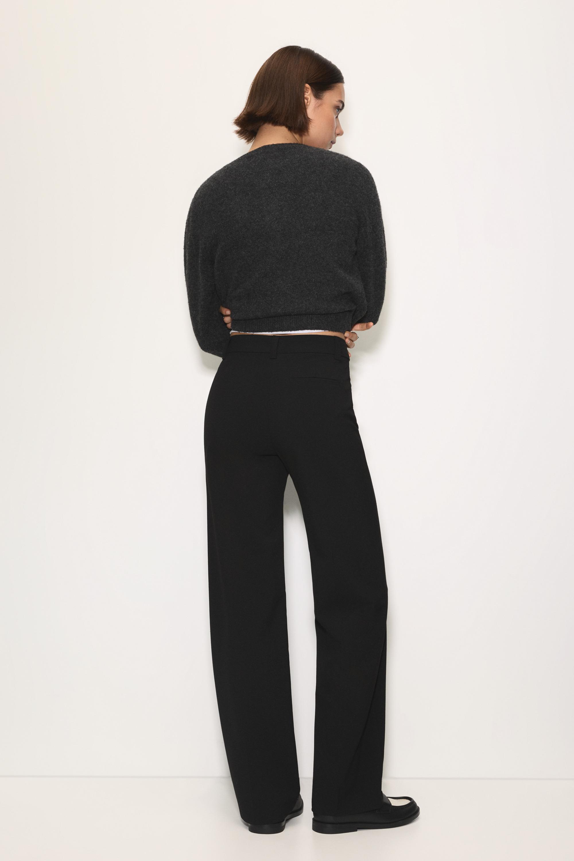 Smart high-waist straight-leg trousers — Black