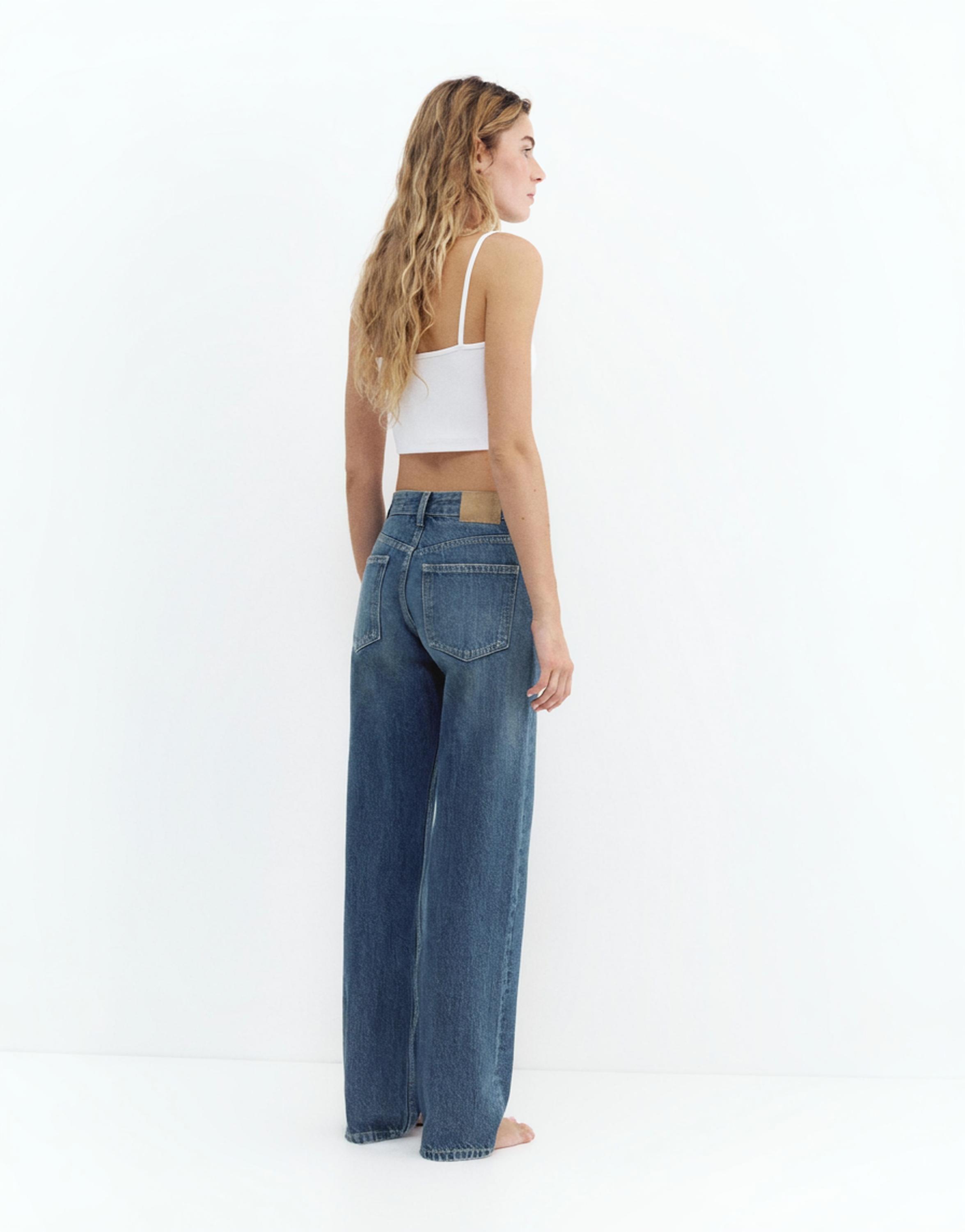 Mid-waist straight-leg jeans — Dark blue