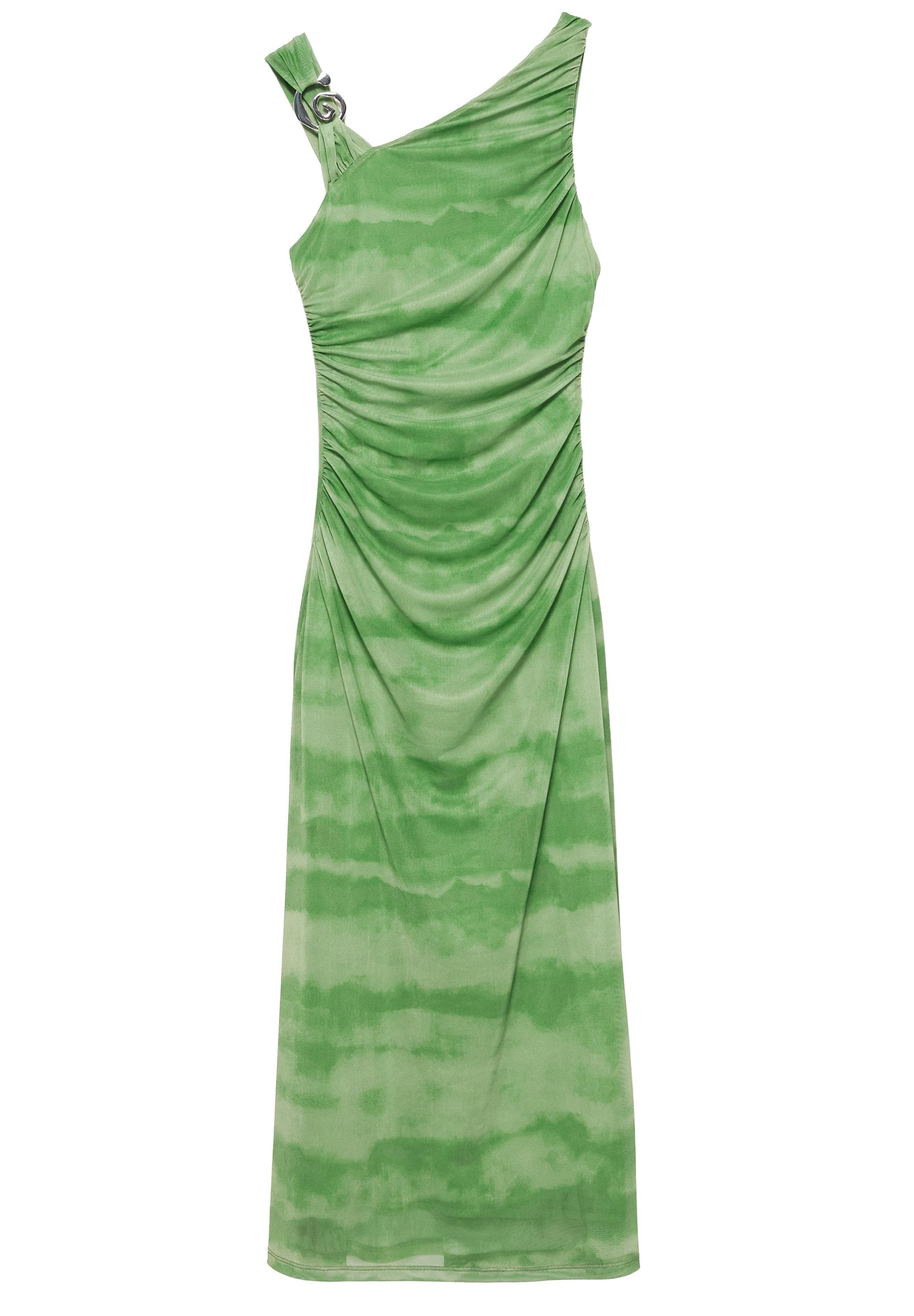 Tie-dye midi dress with appliqué — Green