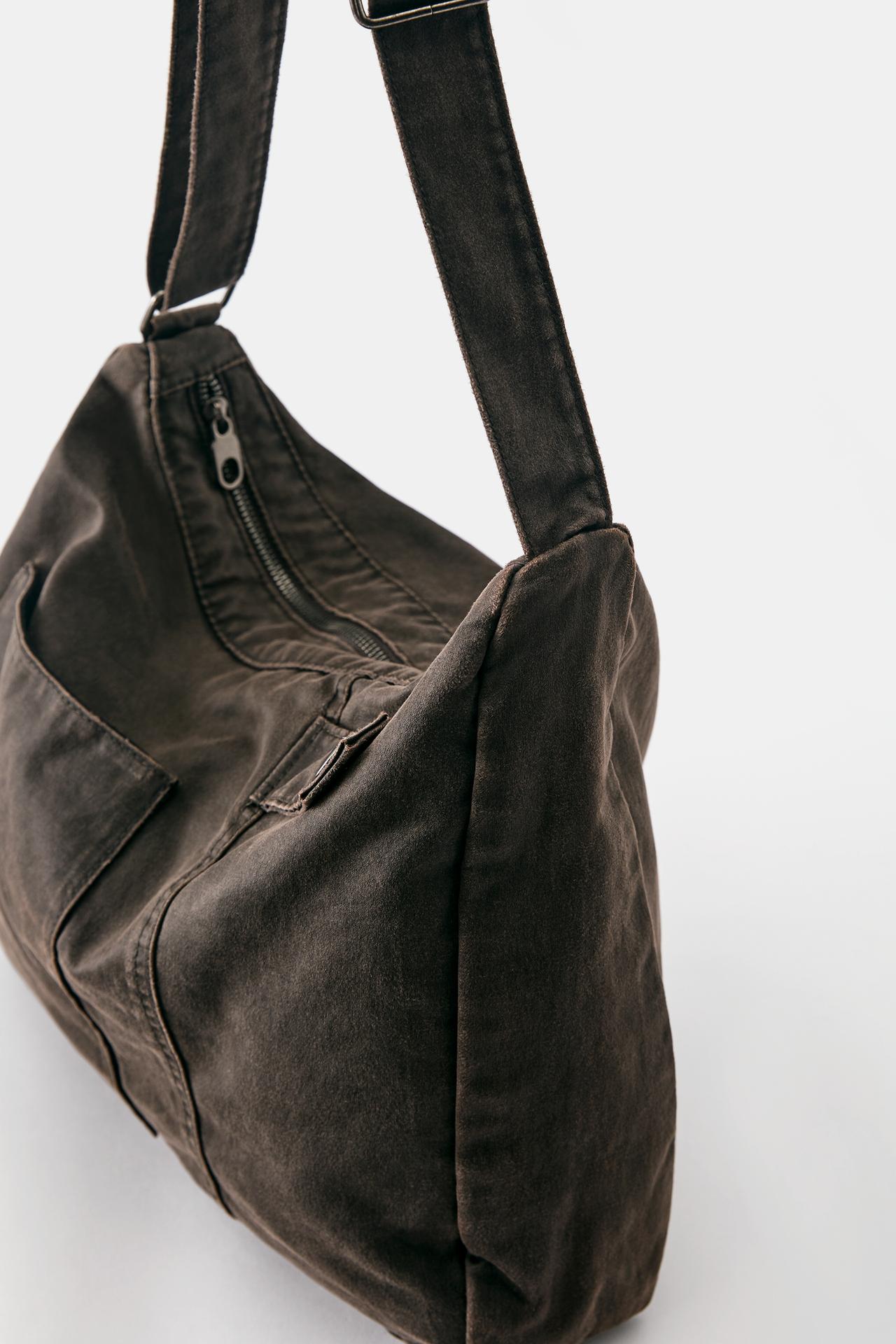 Waxed suede-effect crossbody bag — 1-707