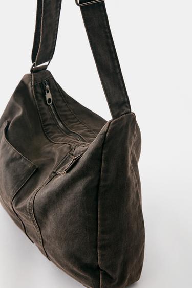 Waxed suede-effect crossbody bag — 1-707 4