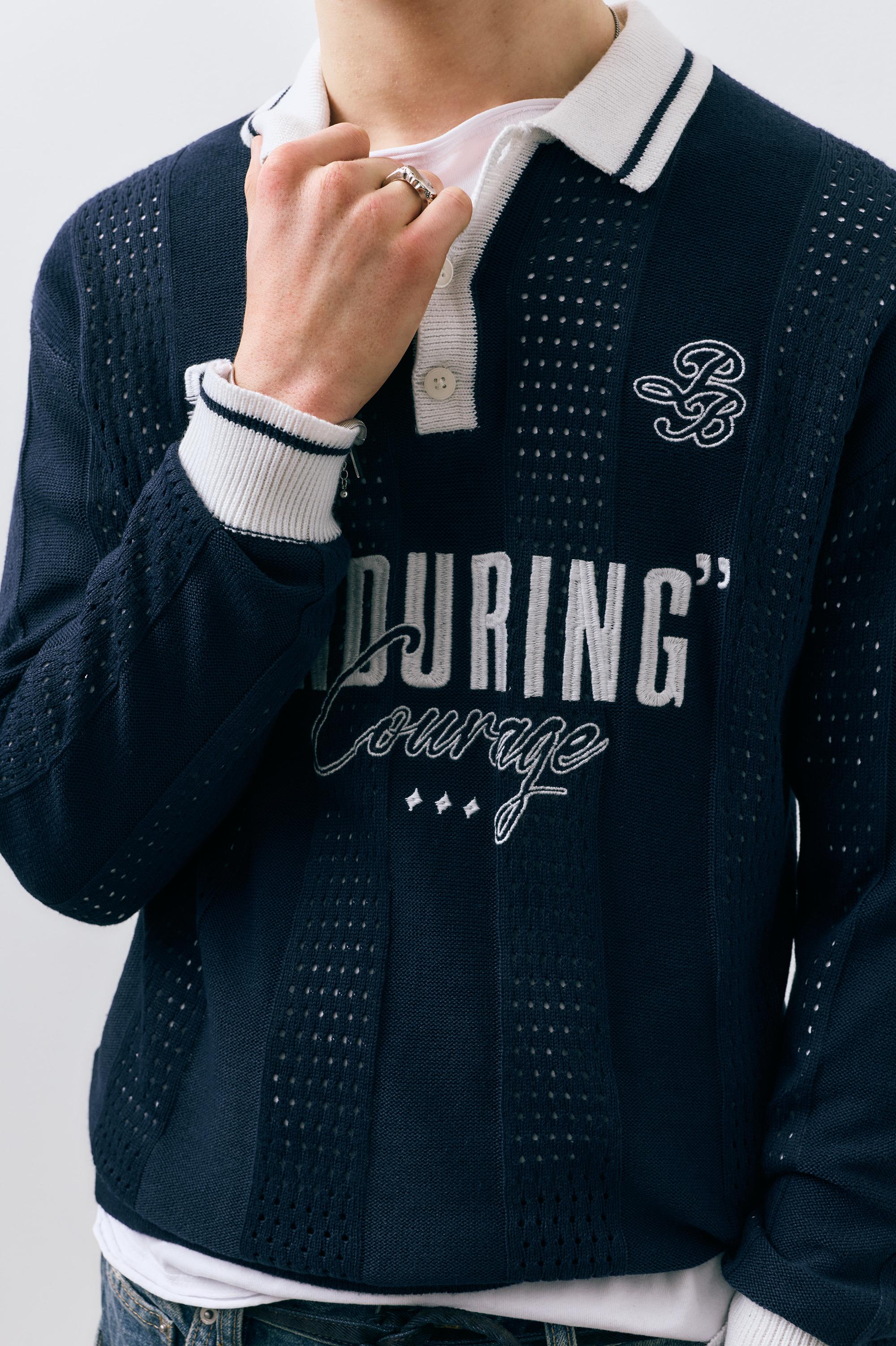 Grafik detaylı örme futbol polo - Görsel 11