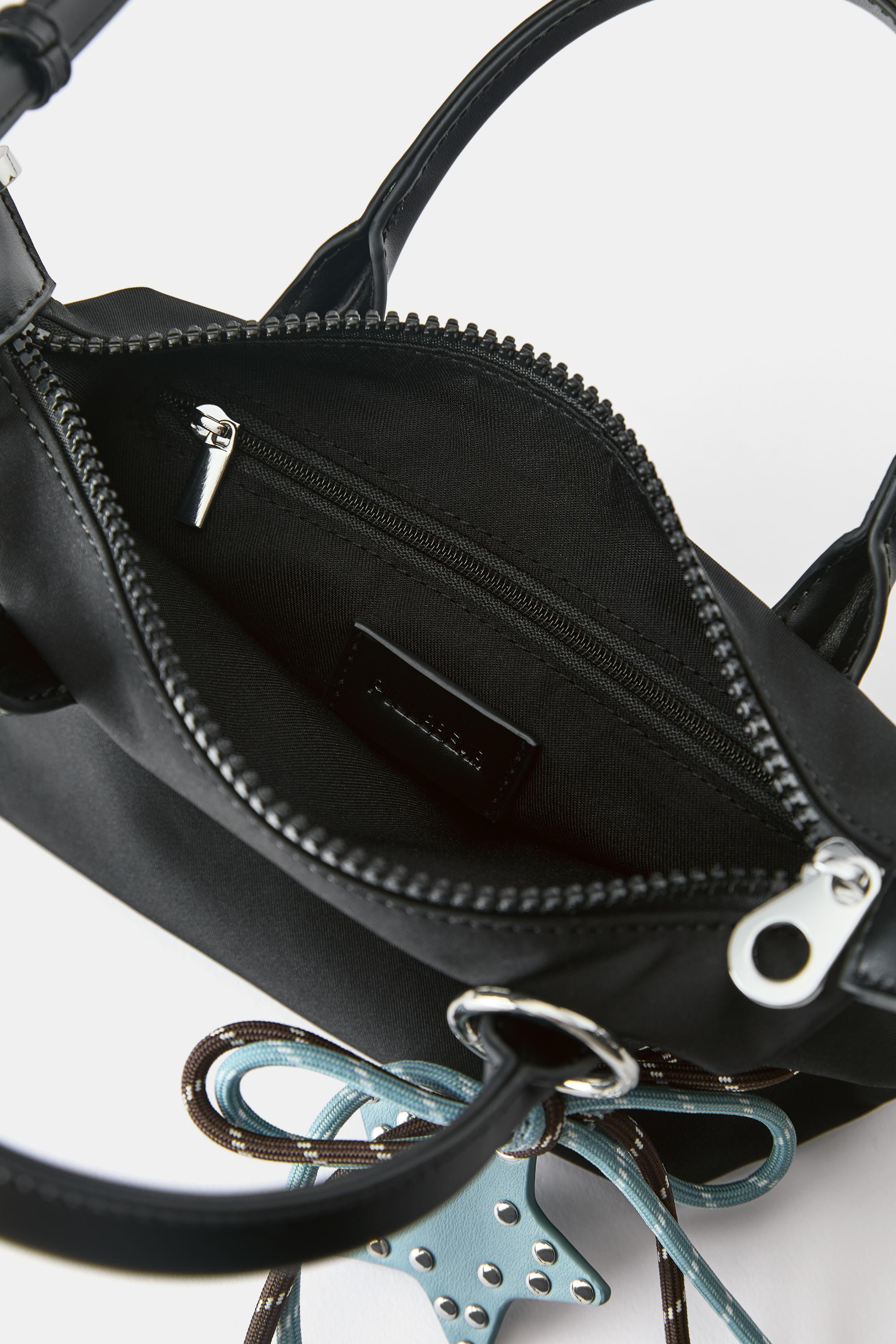 Embellished nylon crossbody bag — Black