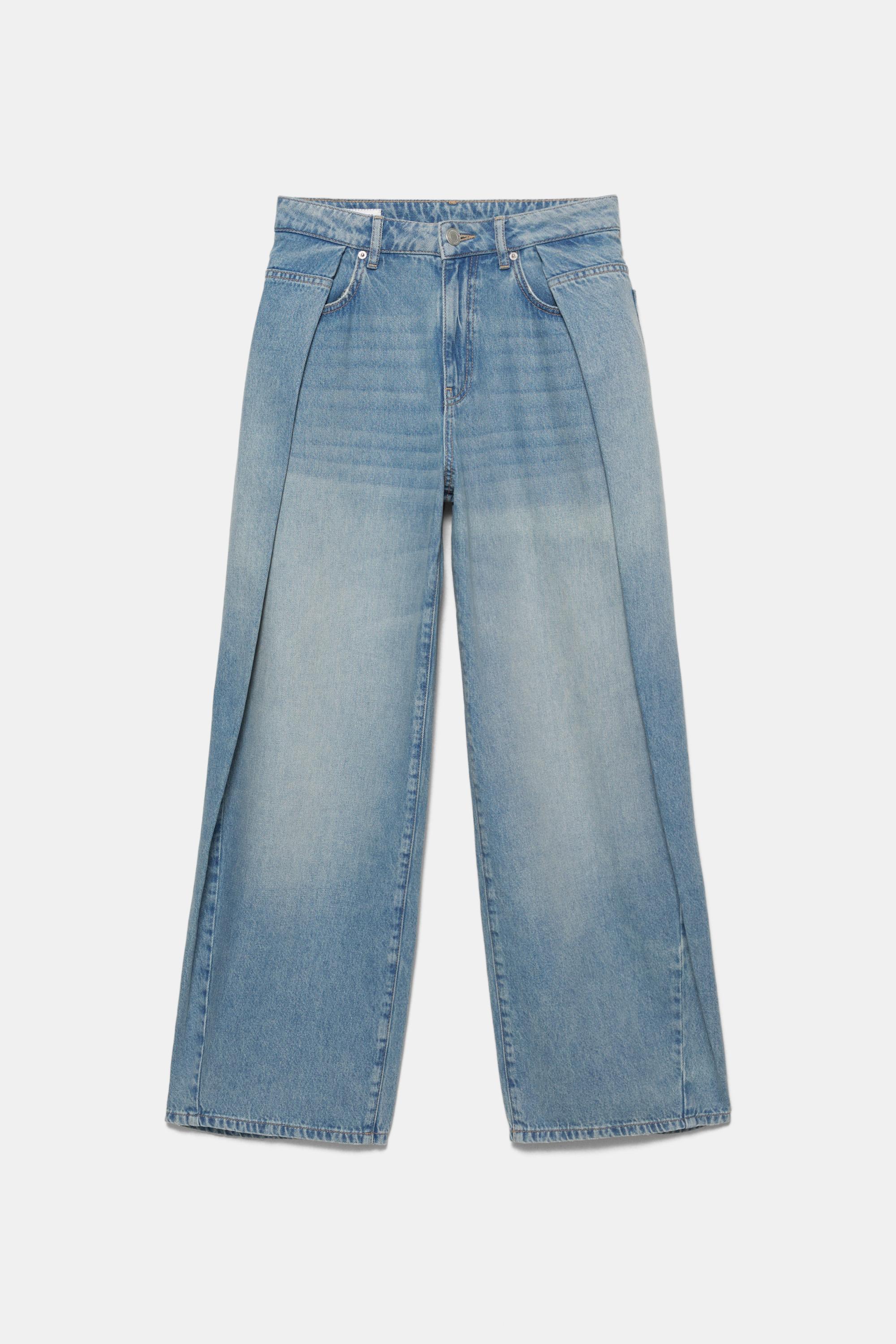 Pleated balloon fit baggy jeans — Pale blue
