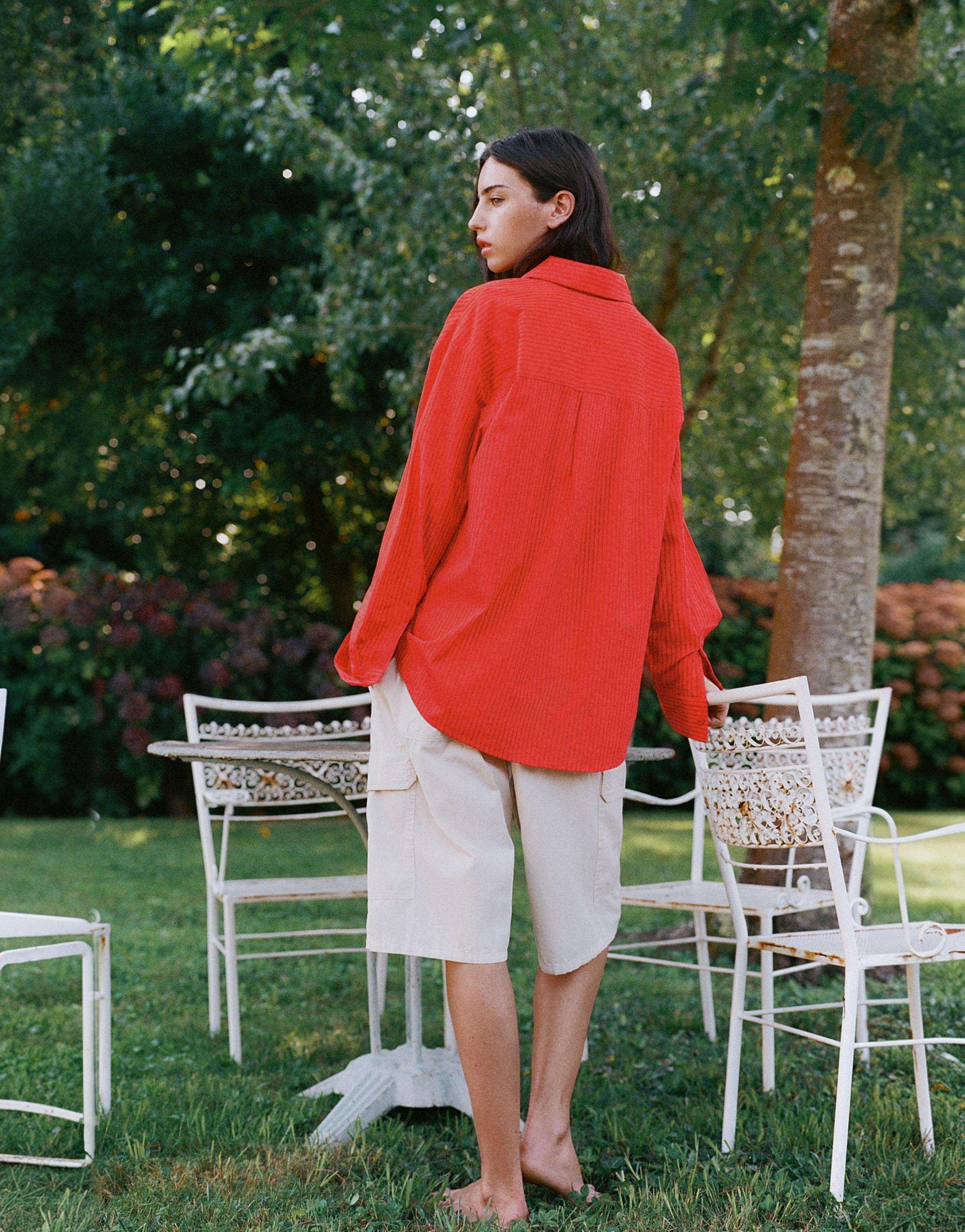 Oversize striped shirt — Red