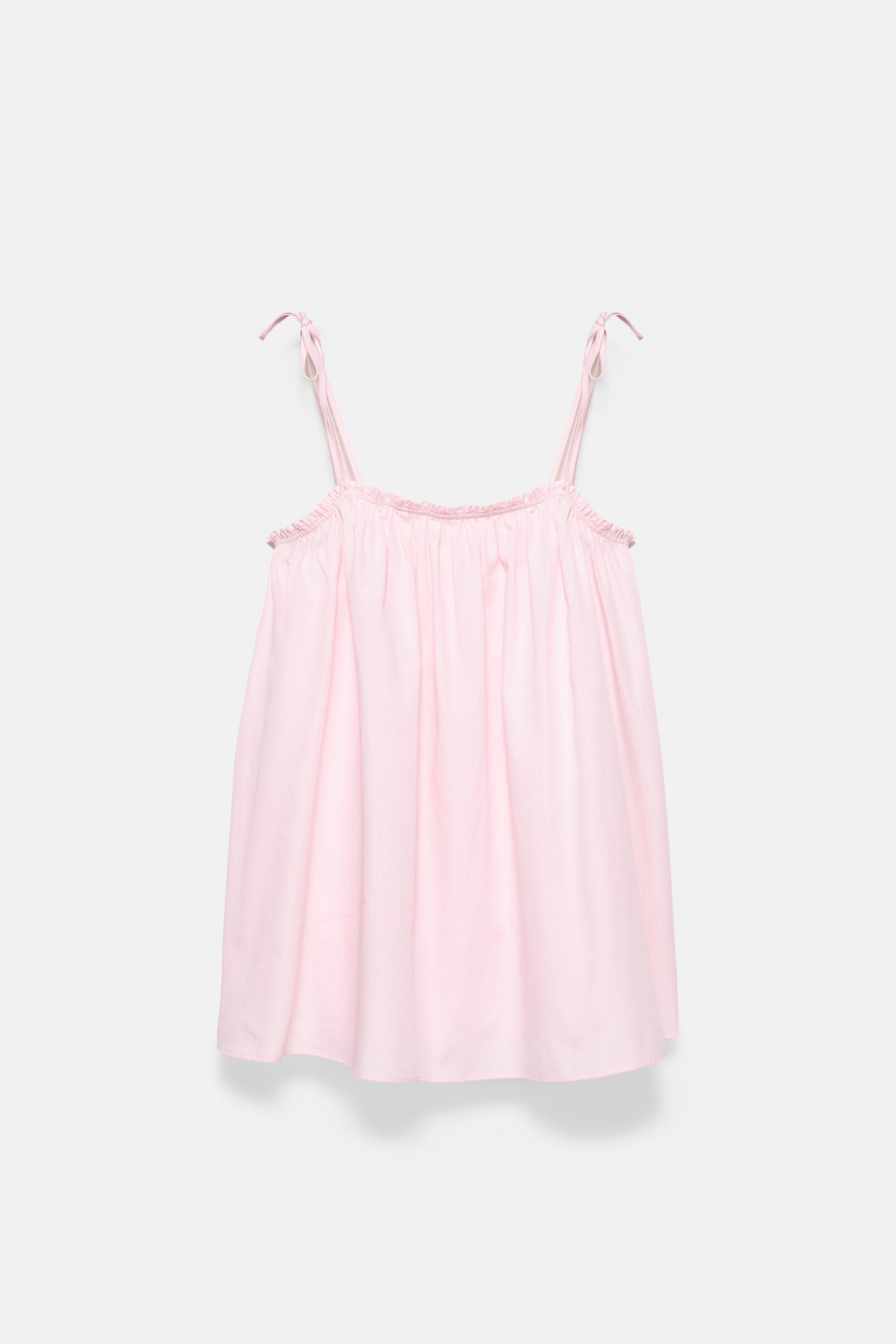 Strappy poplin mini dress — Pink