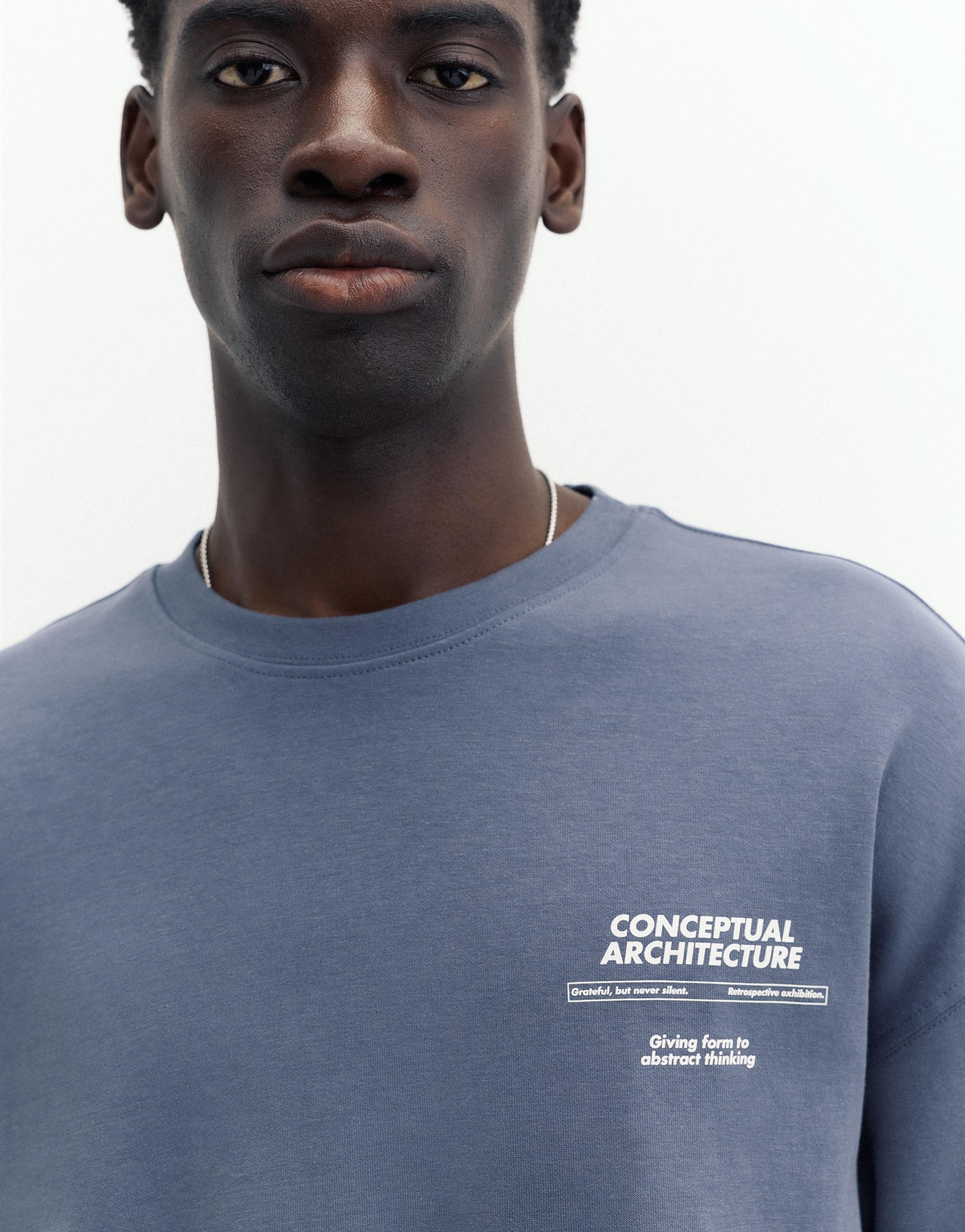 Short sleeve graphic sweatshirt — Indigo blue
