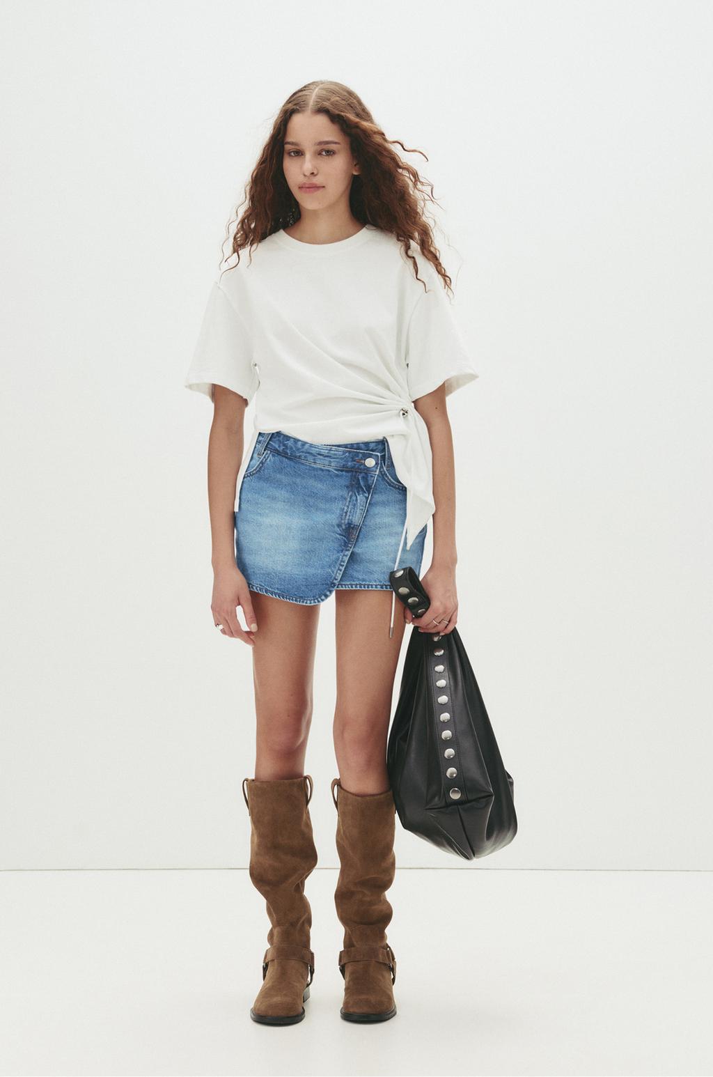 Crossover denim mini skirt pull&bear