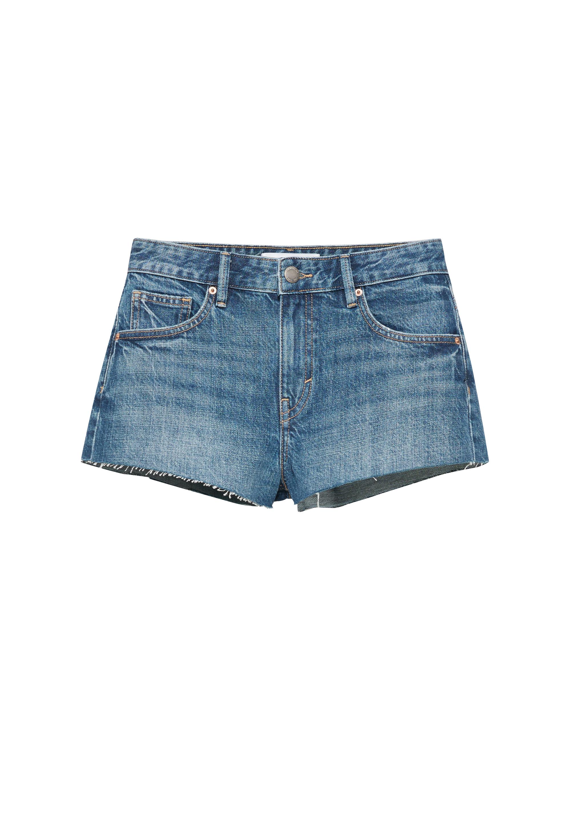 Mini ripped denim shorts — Greenish blue
