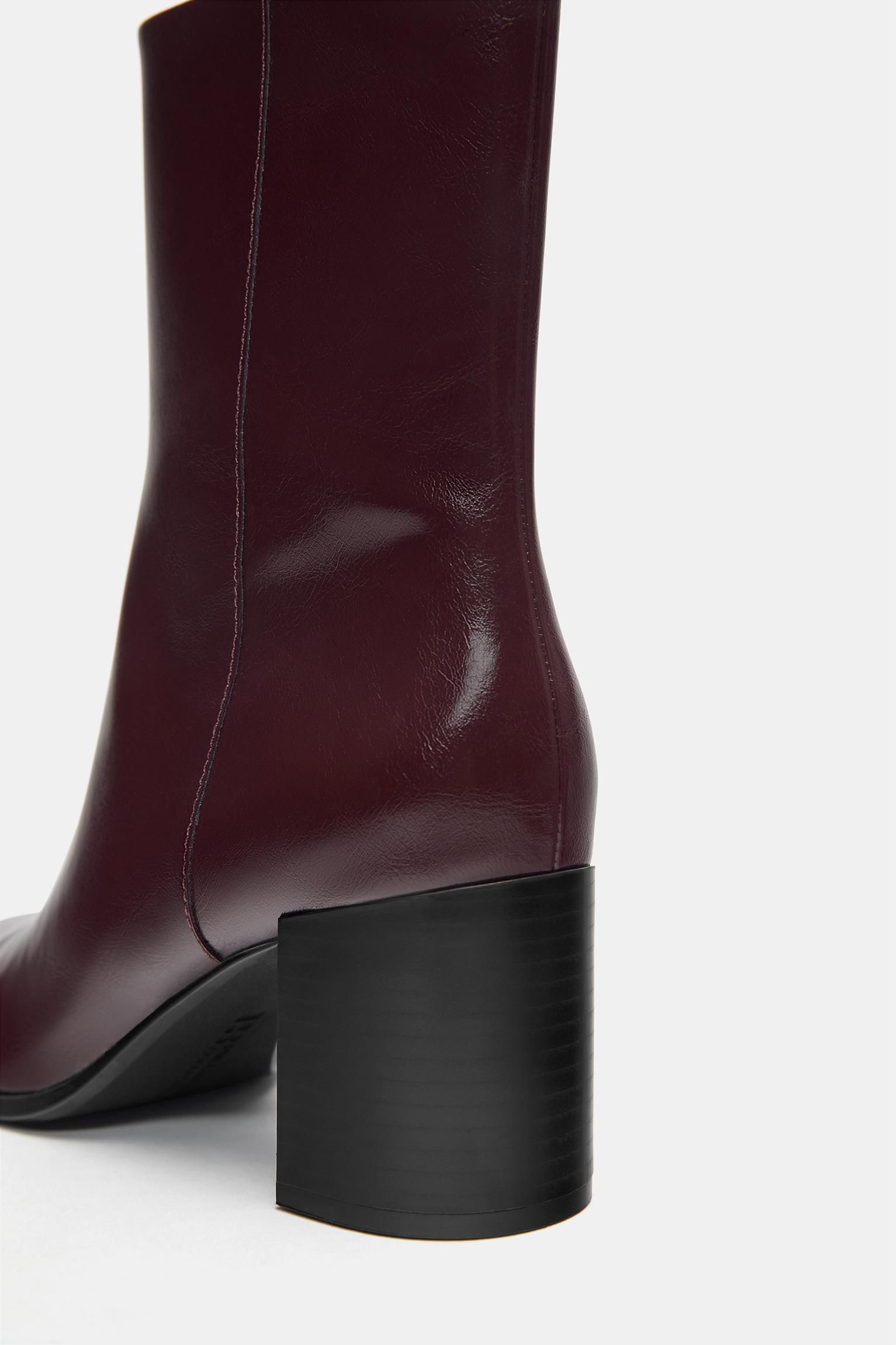 High-heel ankle boots — Burgundy