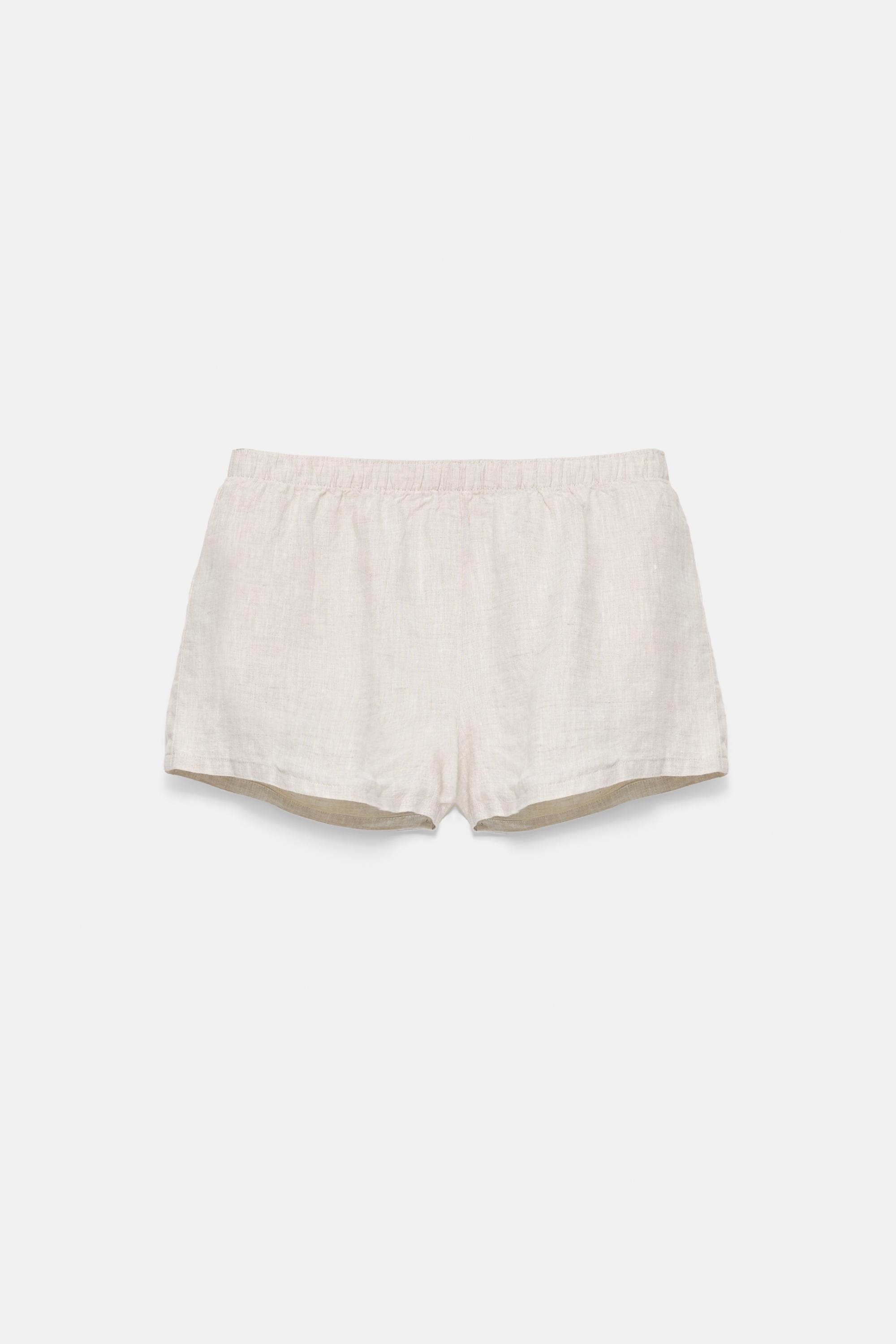 100% Linen Shorts — Beige