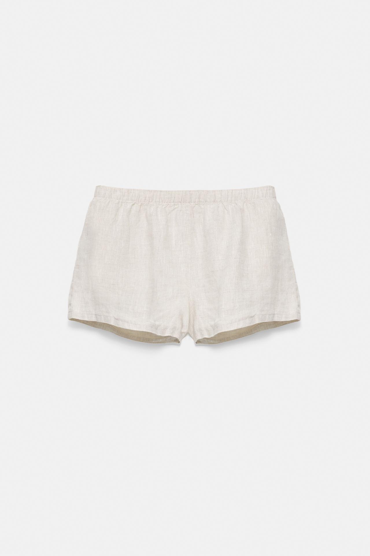 100% Linen Shorts — Beige