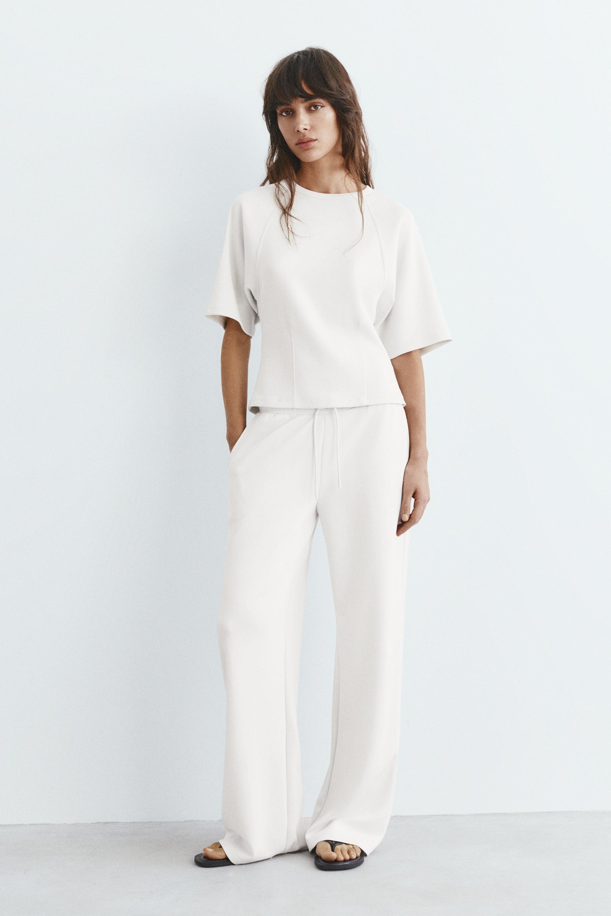Soft touch short sleeve sweatshirt — Ecru