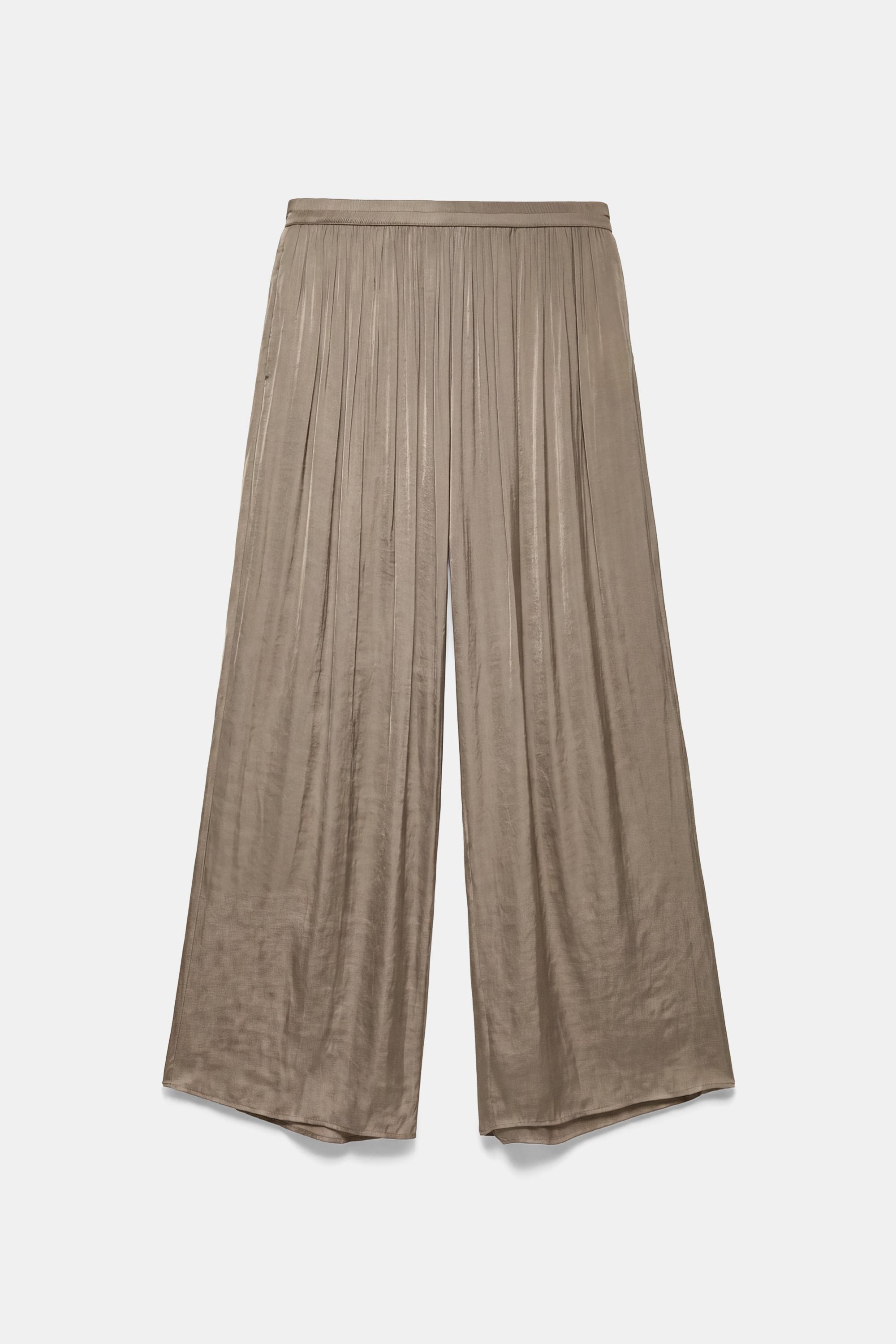 Satin wide-leg trousers — Mole brown