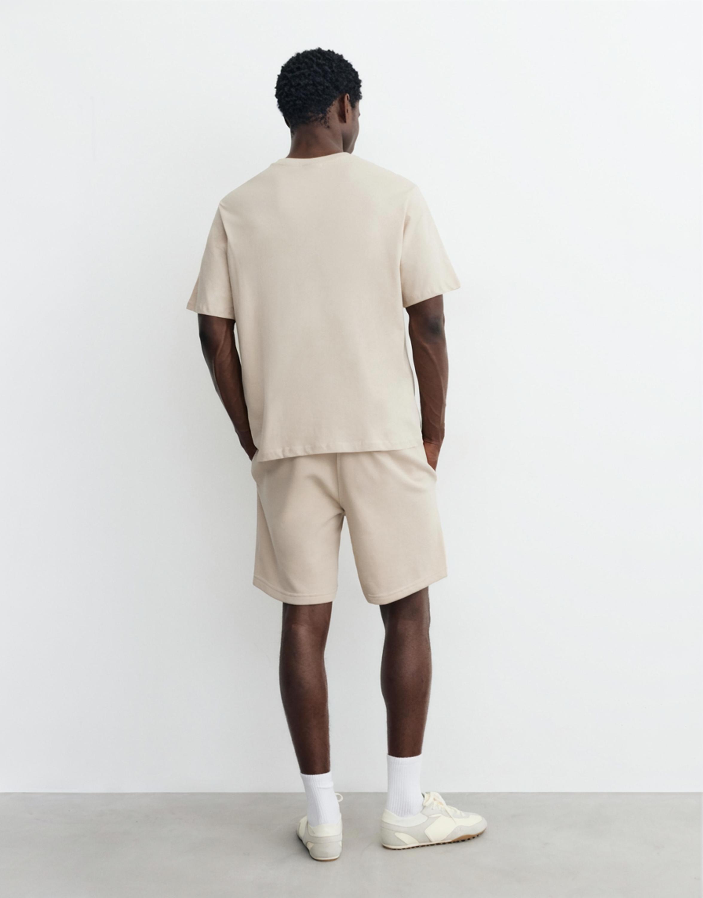 Pack of Bermuda jogger shorts and T-shirt — Sand