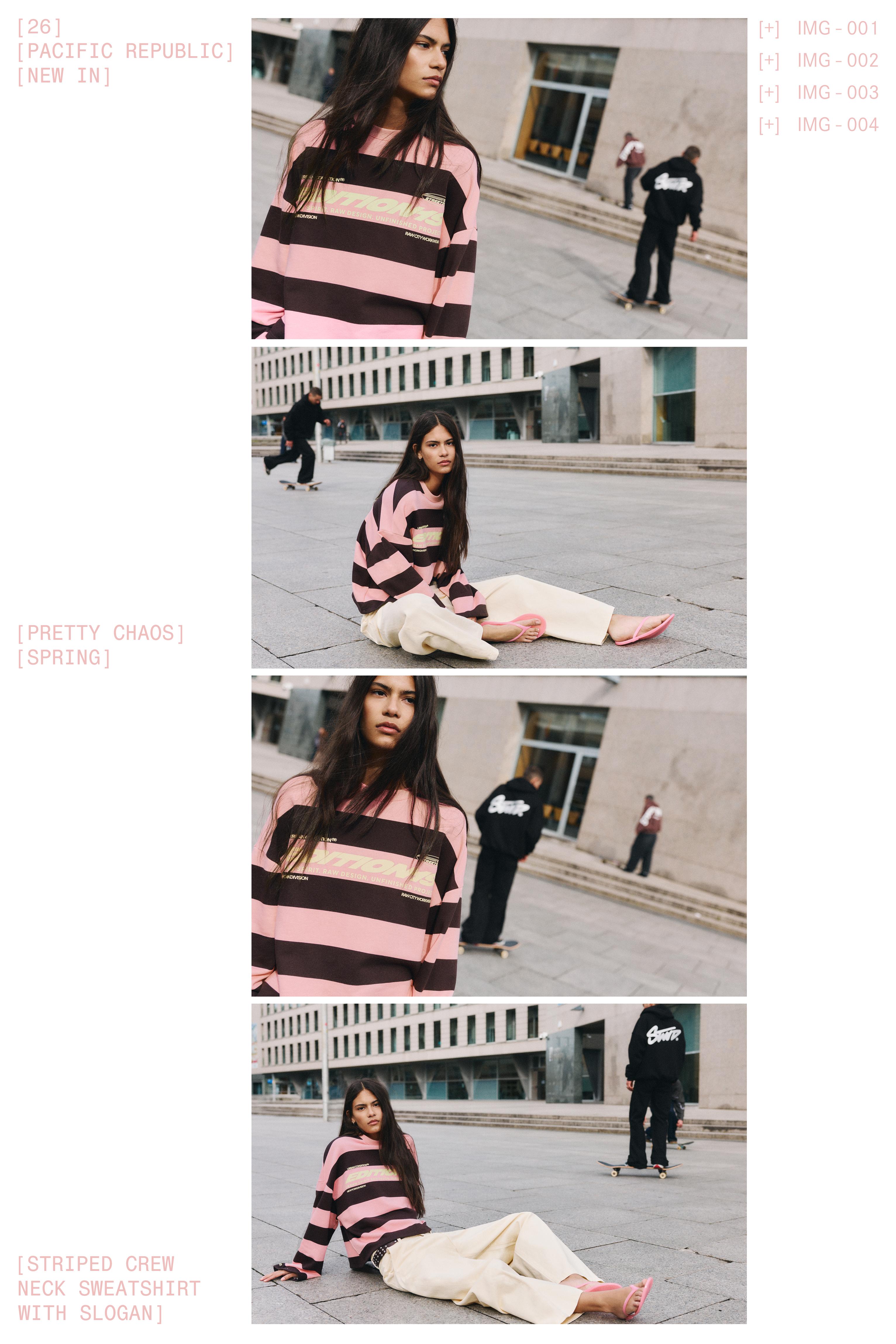 Bisiklet yaka çizgili yazılı sweatshirt - Görsel 17