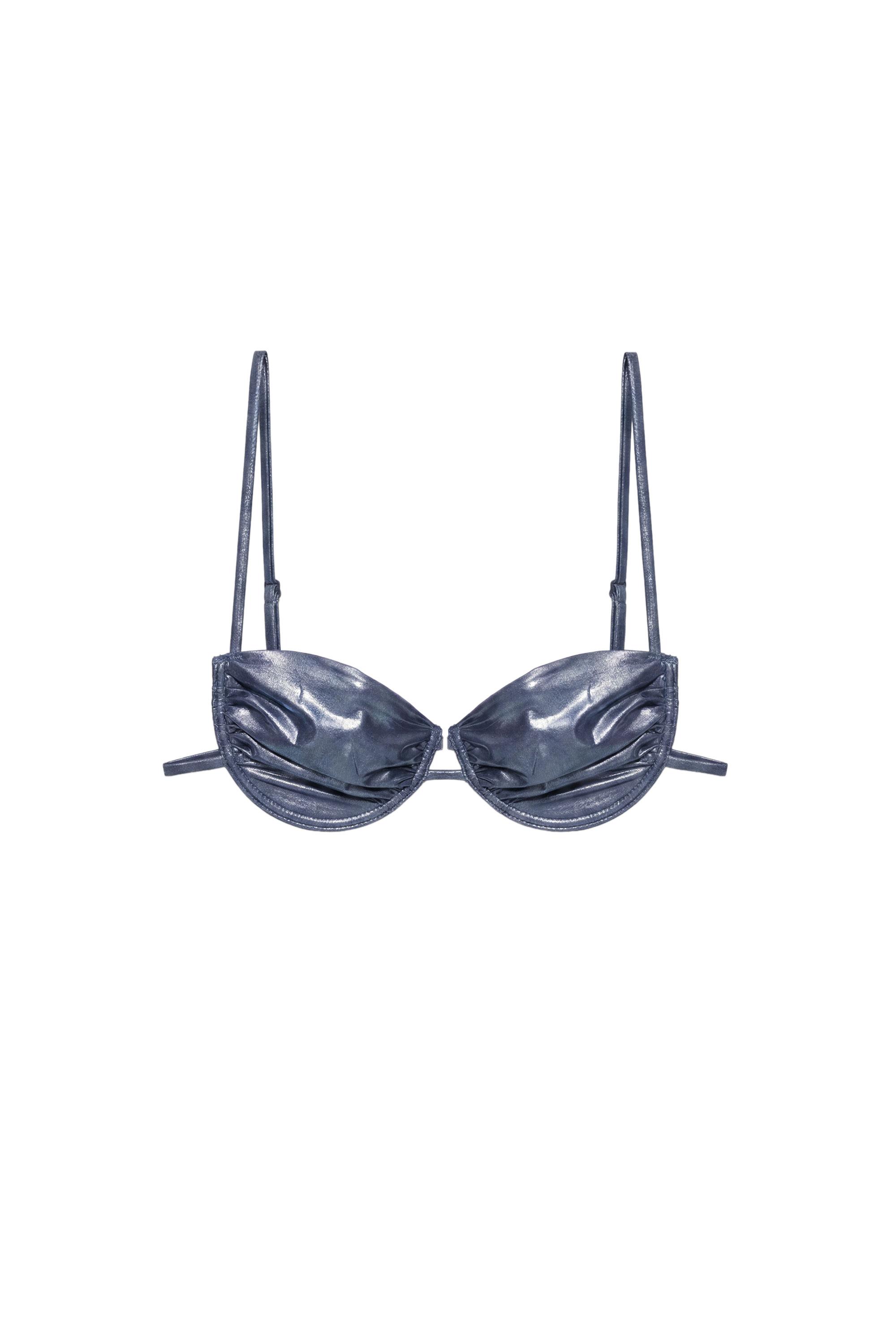 Drape detaylı balkonet bikini üstü - Görsel 3