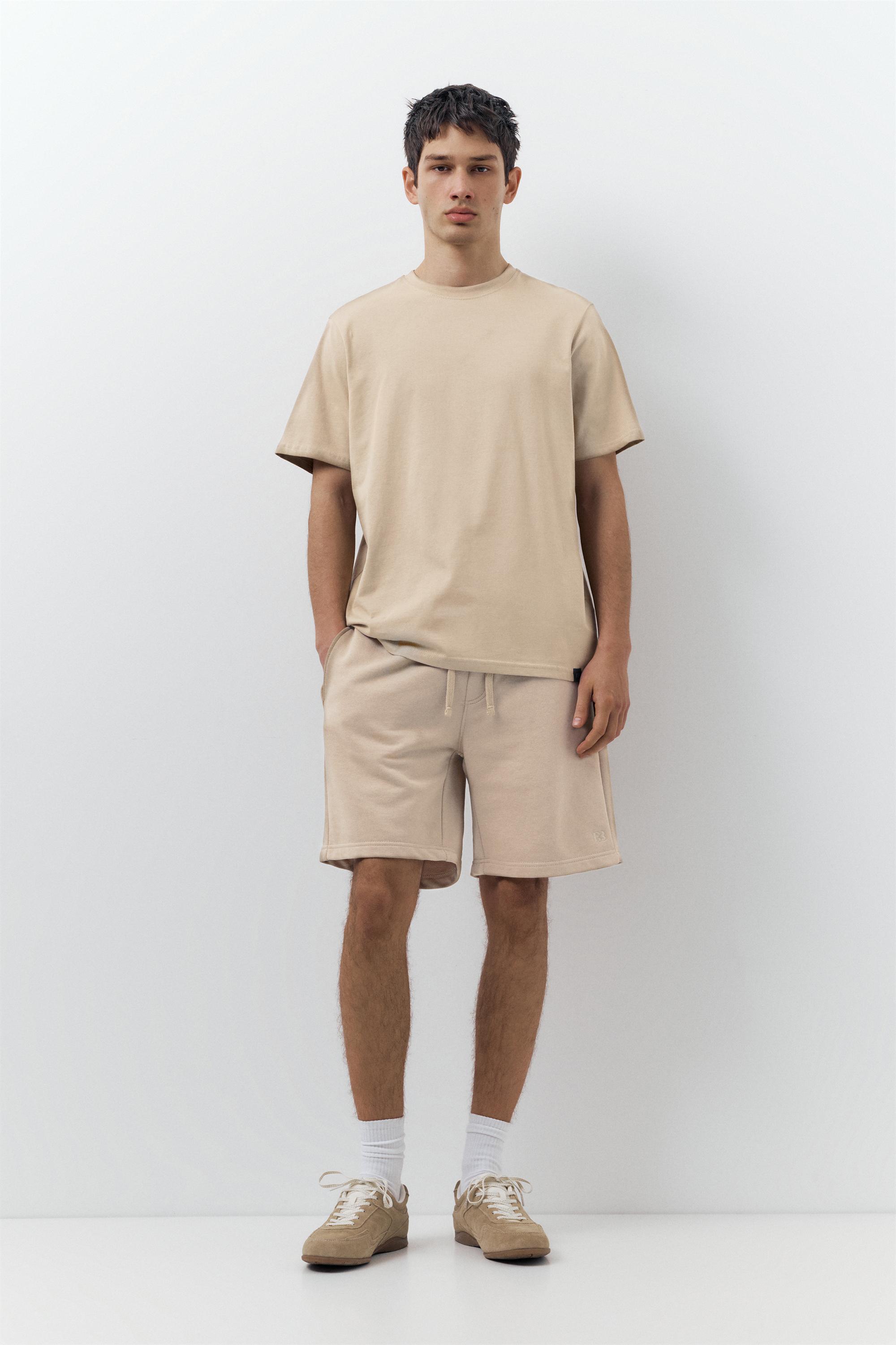 Pack of Bermuda jogger shorts and T-shirt — Sand