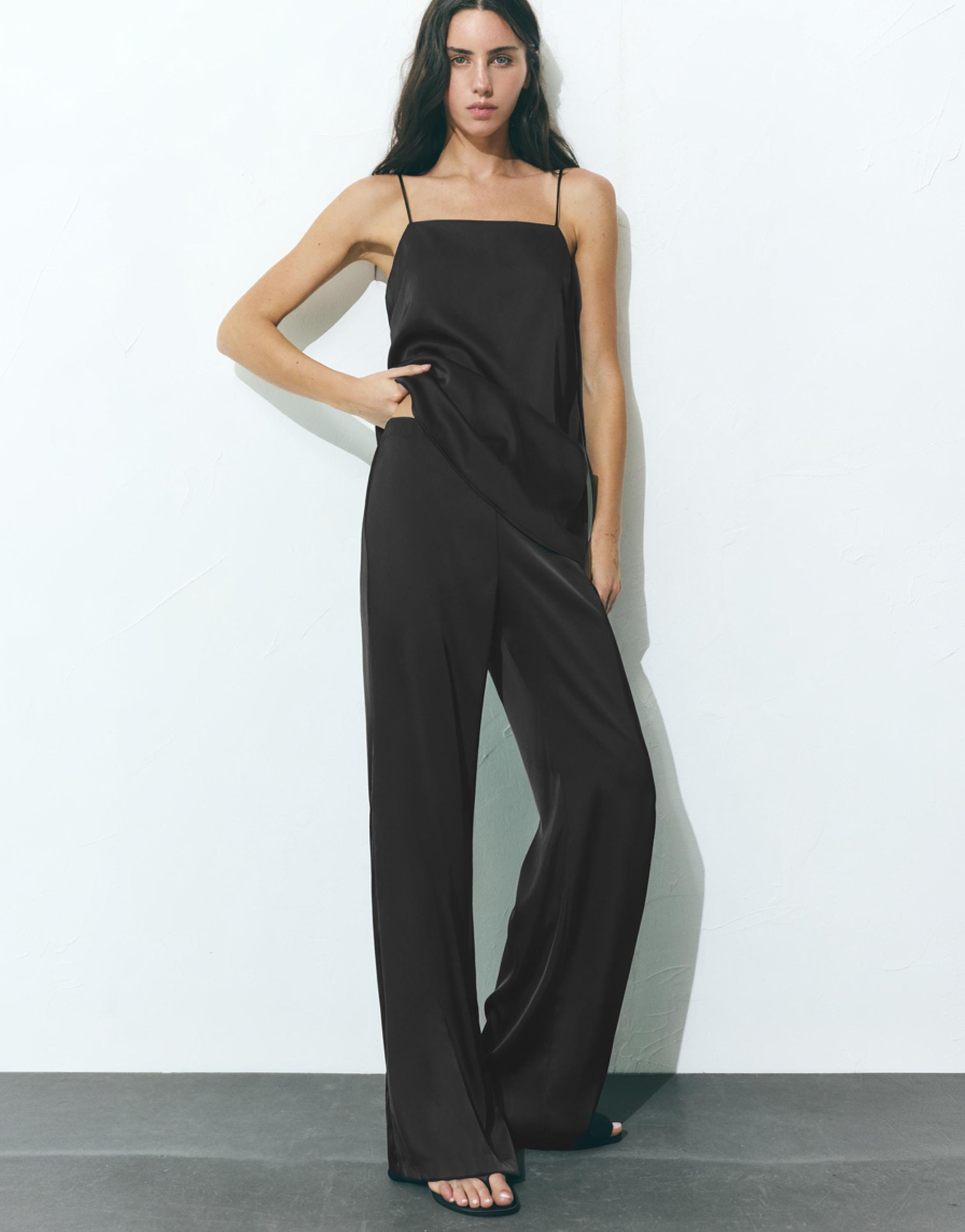 Saten yüzeyli düz kesim pantolon - Görsel 27