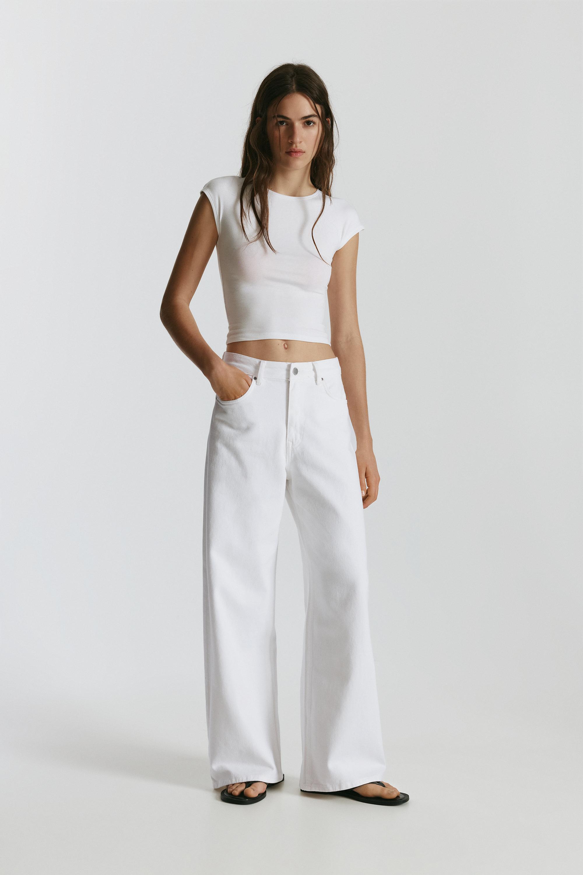 Mid-waist baggy jeans — White