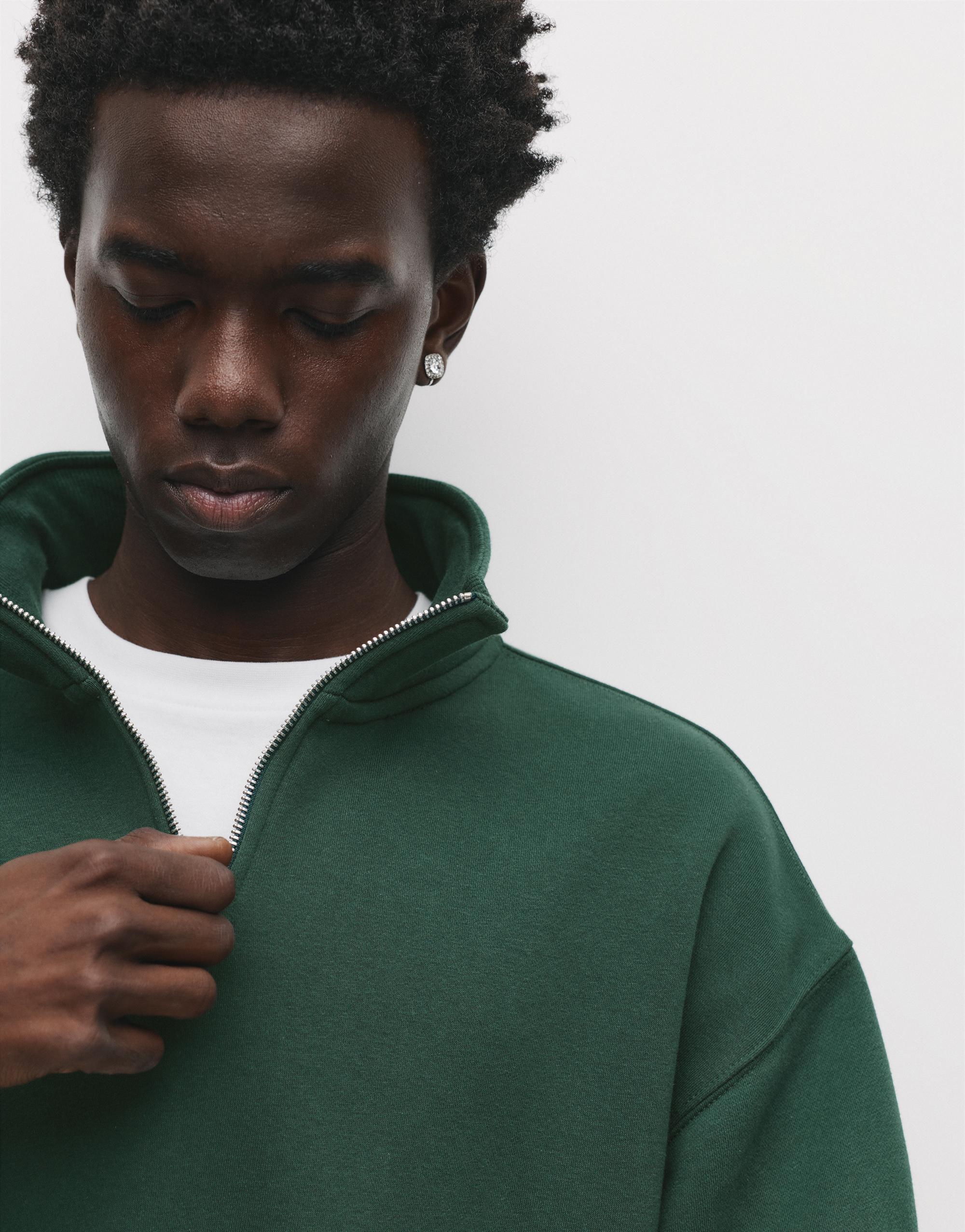 Basic quarter-zip sweatshirt — Bottle