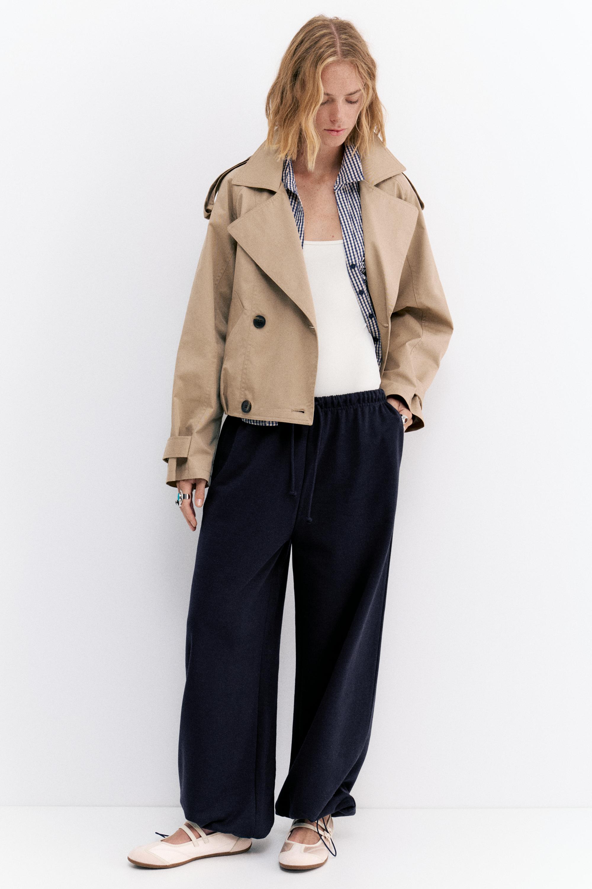 Wide-leg tracksuit bottoms with adjustable hem — Navy