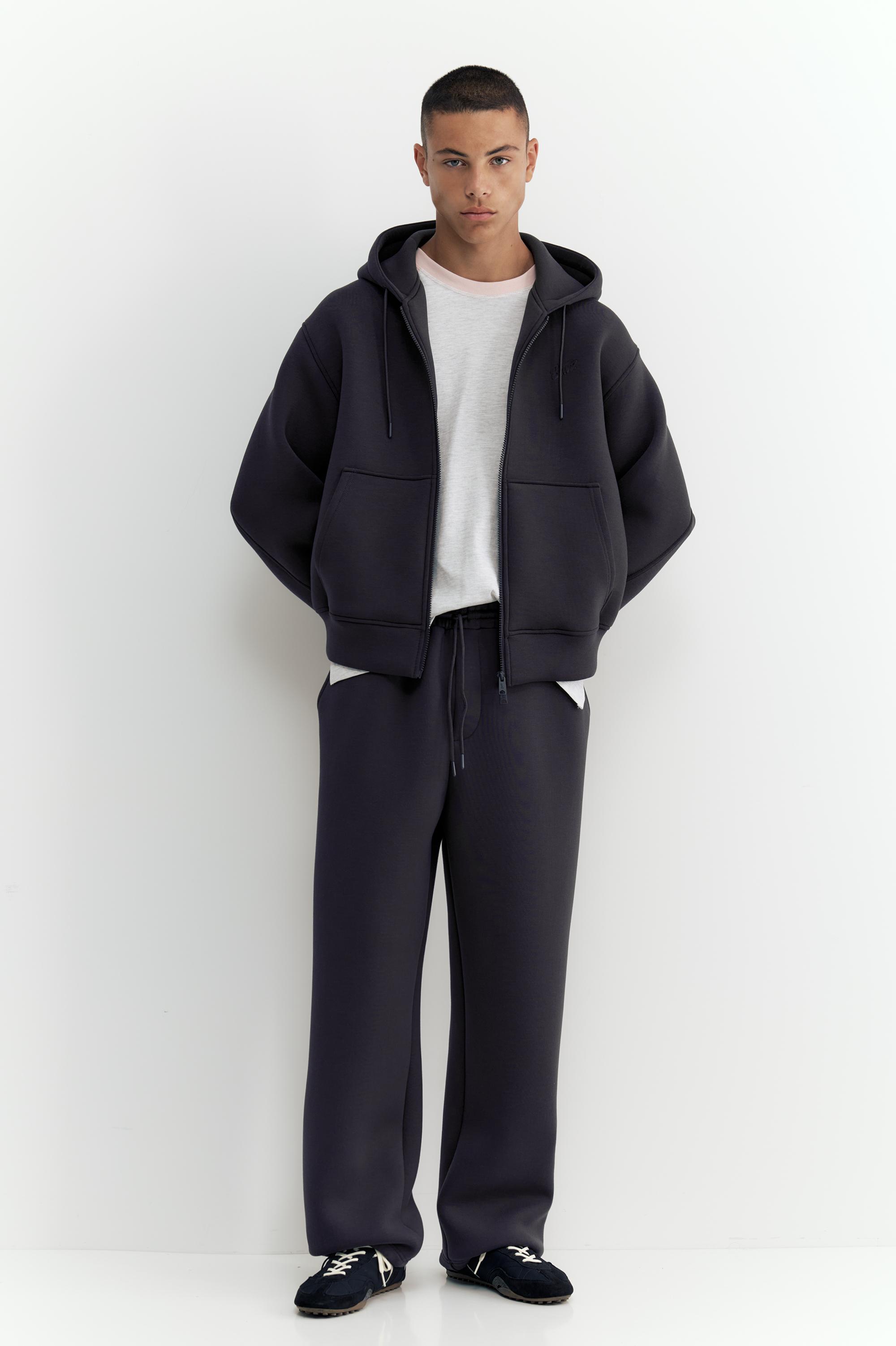 Neoprene-effect baggy trousers — Anthracite grey