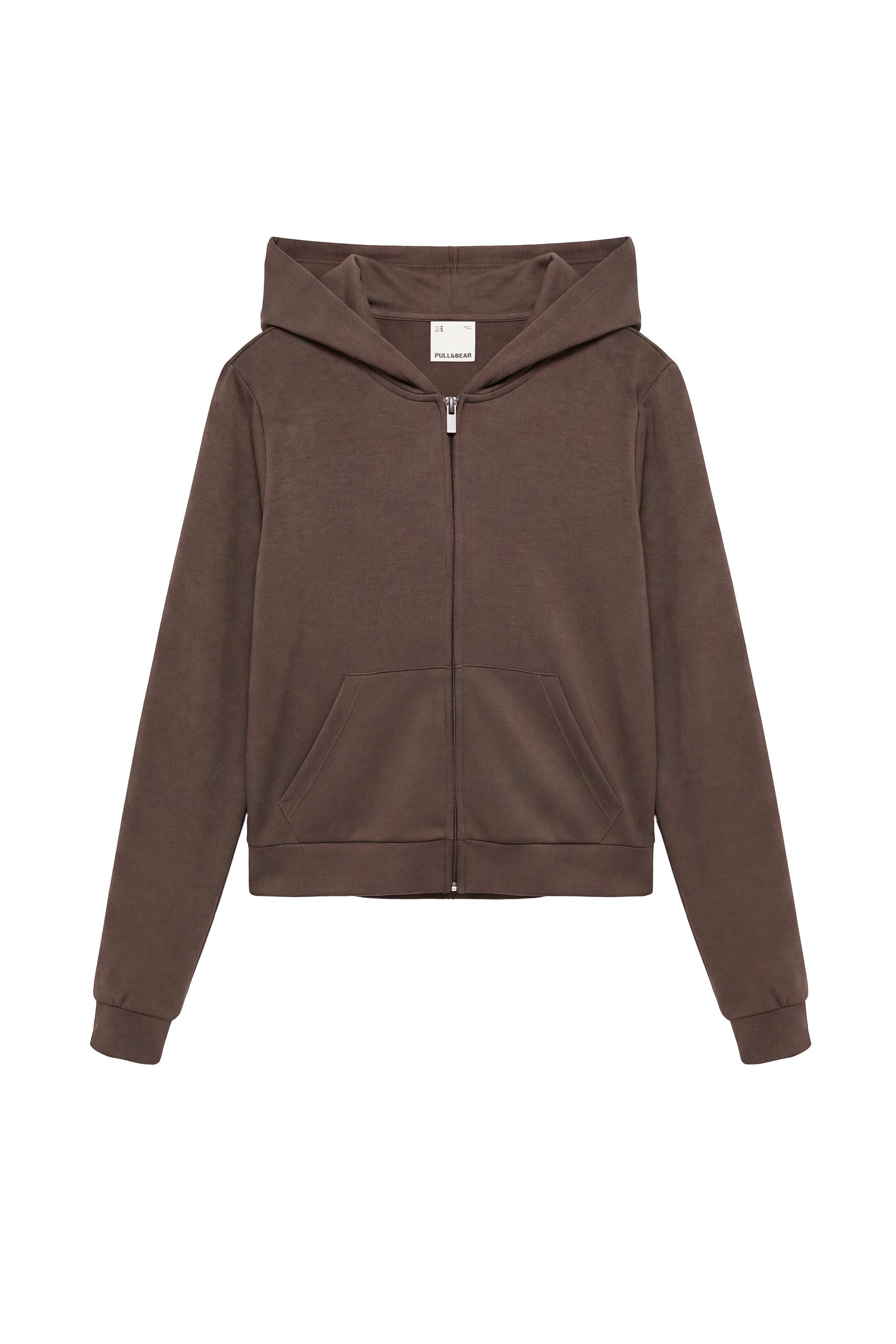 Pull&Bear Fermuarlı kapüşonlu sweatshirt görsel 3