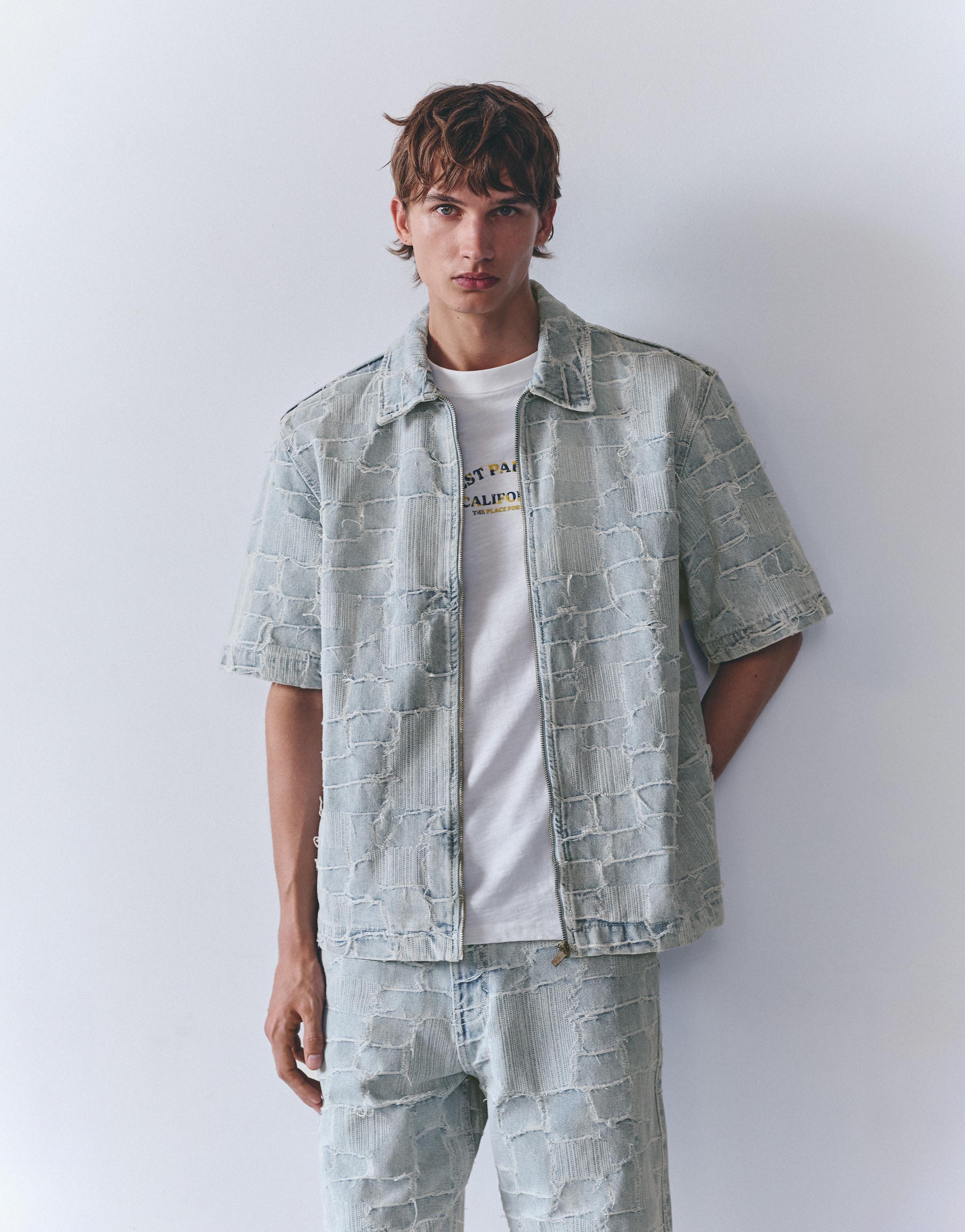 Jacquard denim shirt — Pale indigo