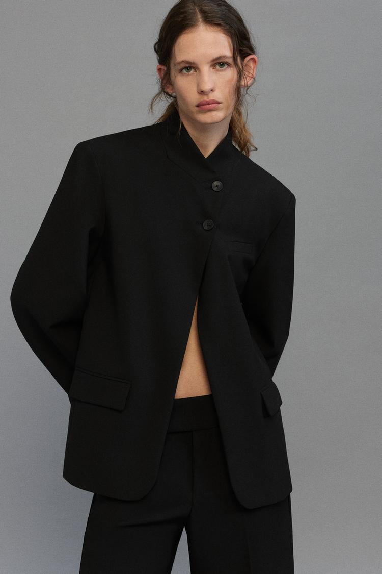 Black double-breasted blazer — Black