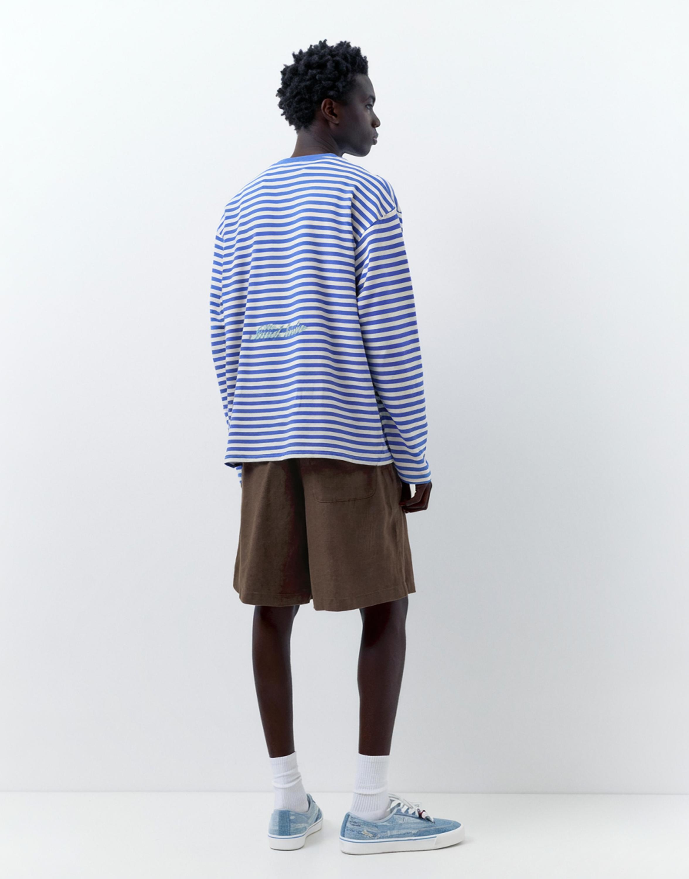 100% linen Bermuda sweat shorts — Brown
