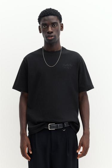 Regular fit embroidered T-shirt — Black 1