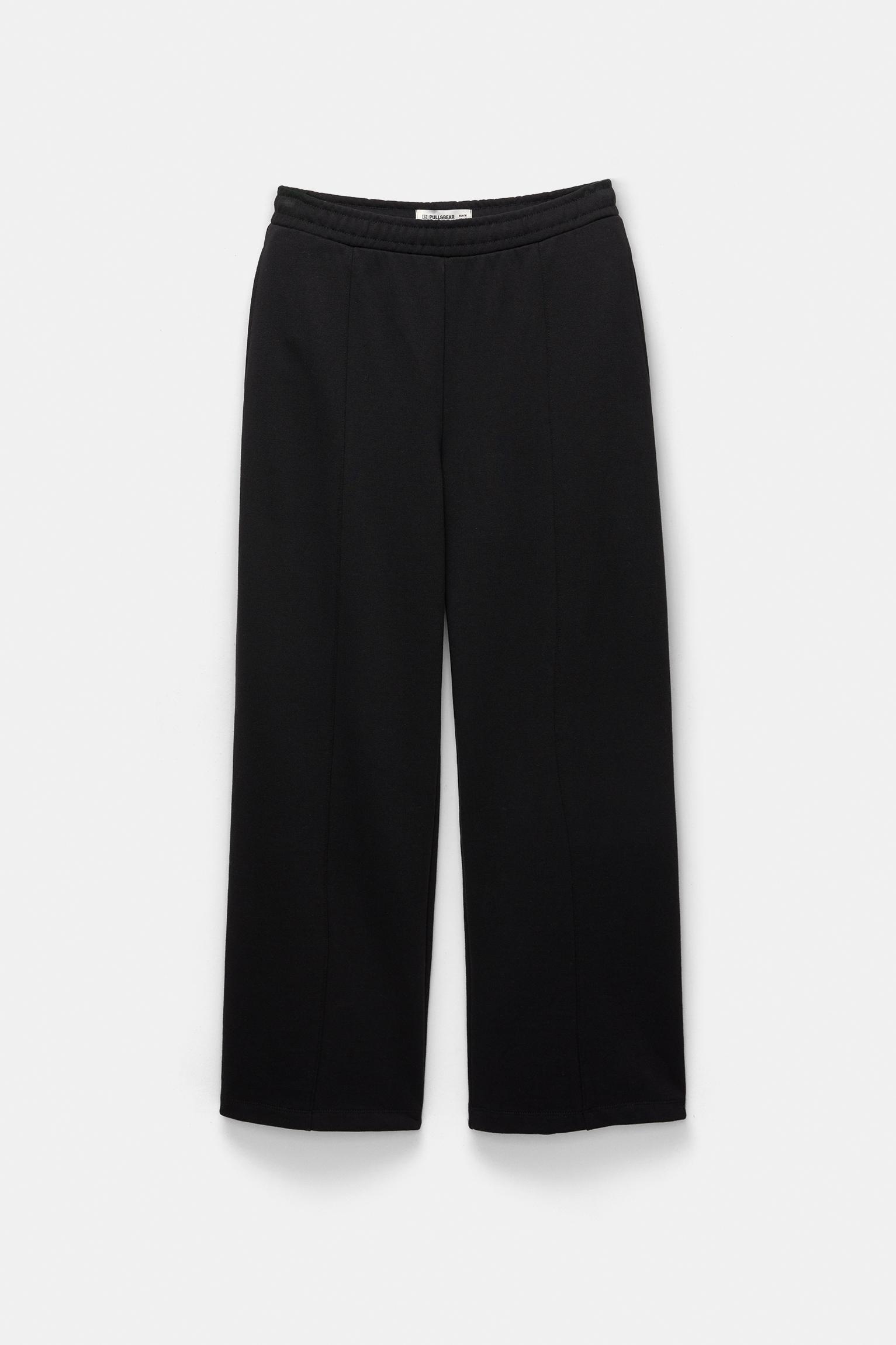 Wide-leg seam detail sweatpants — Black