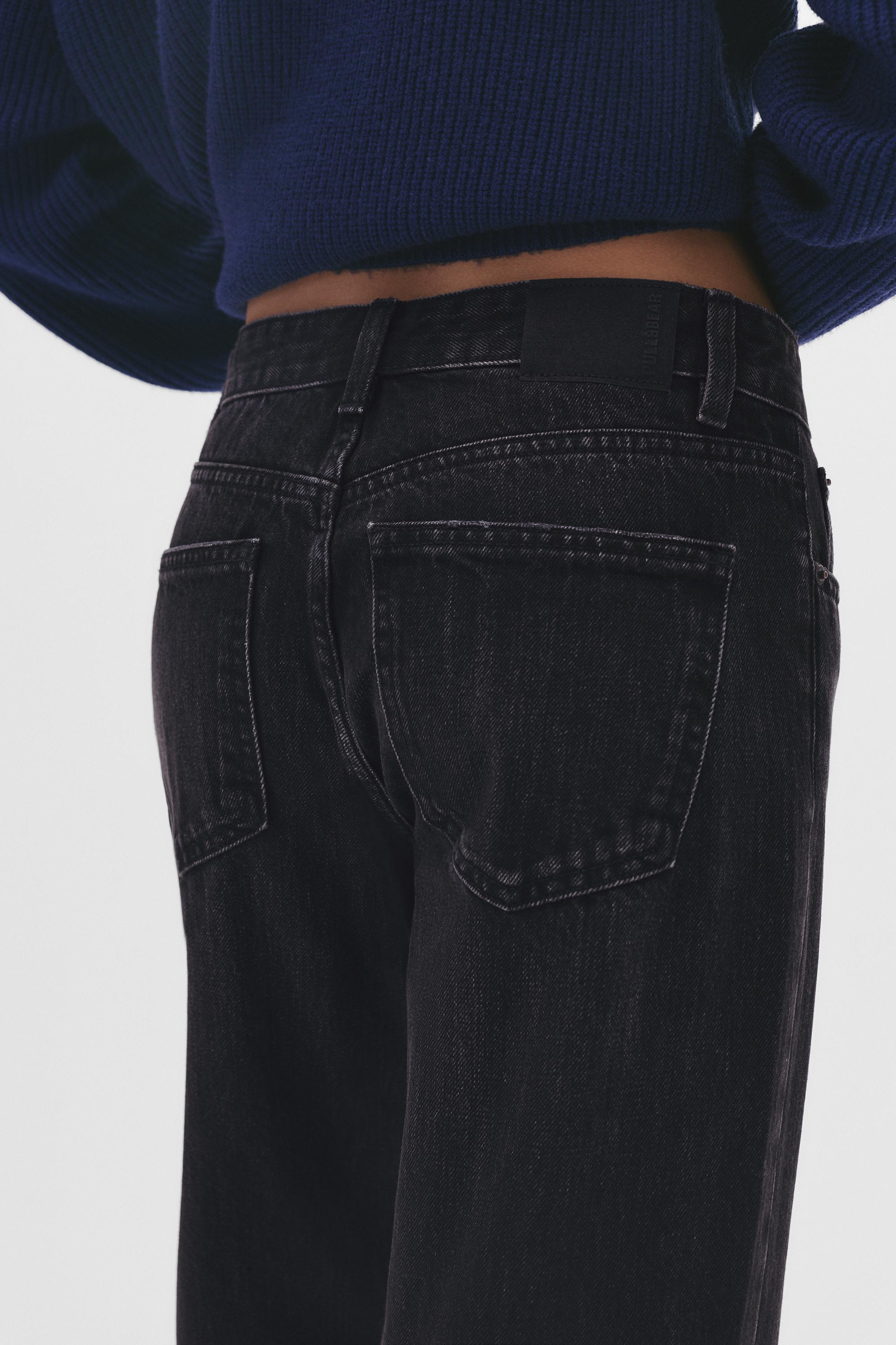 Mid-waist straight-leg jeans — Charcoal