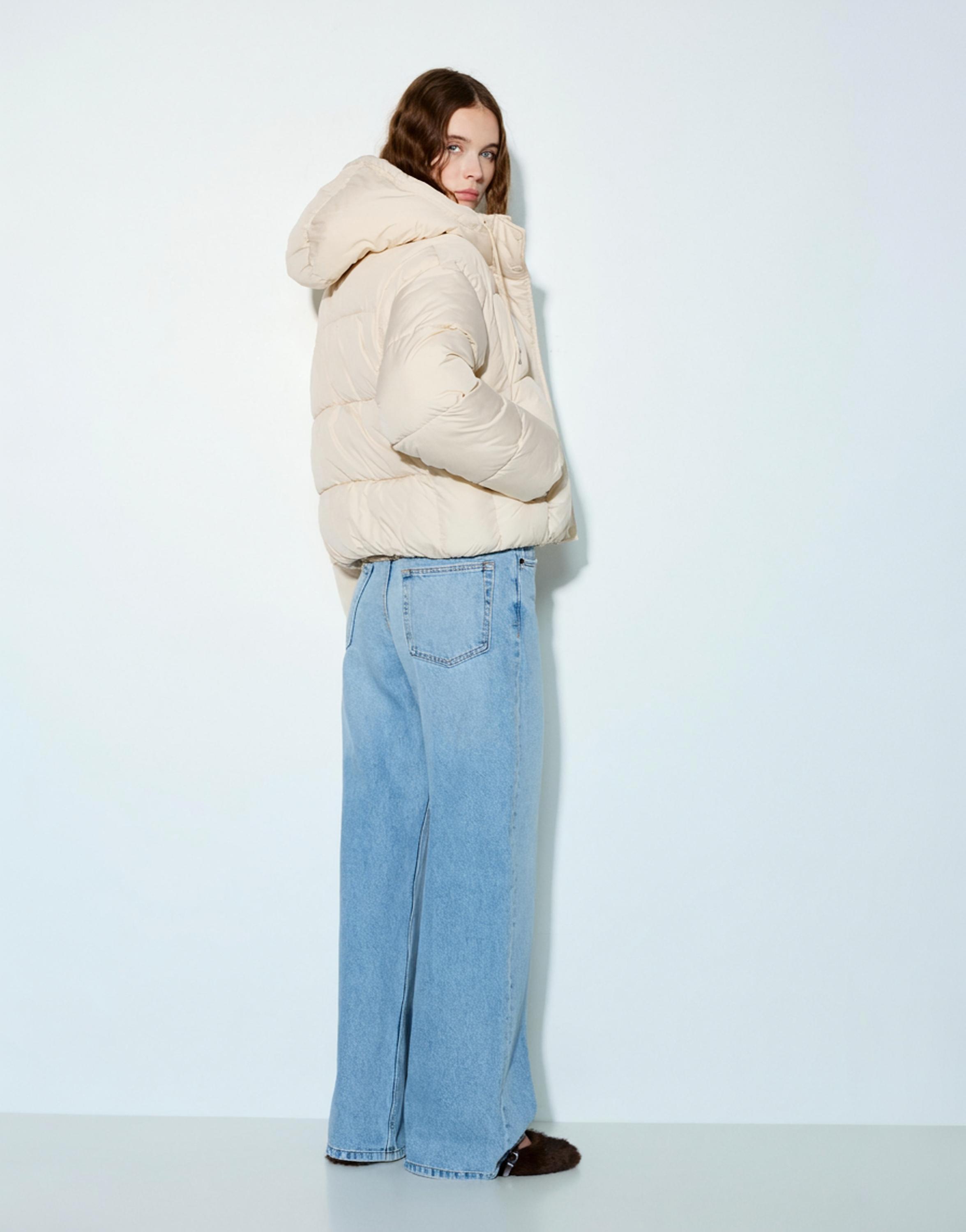 Hooded Padded Jacket — Ecru