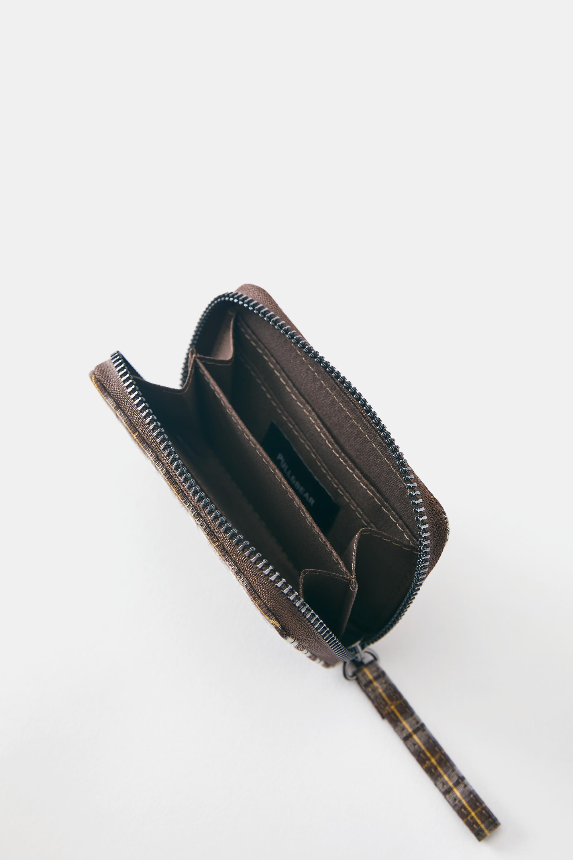 Check print purse — Brown