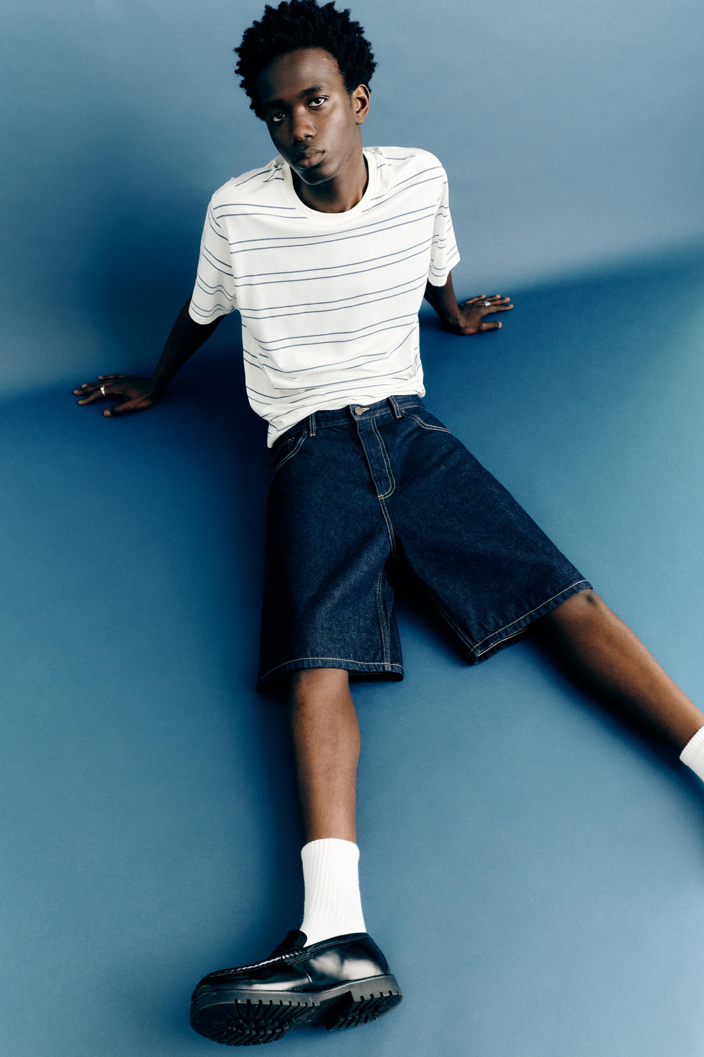 Baggy denim Bermuda shorts — Navy