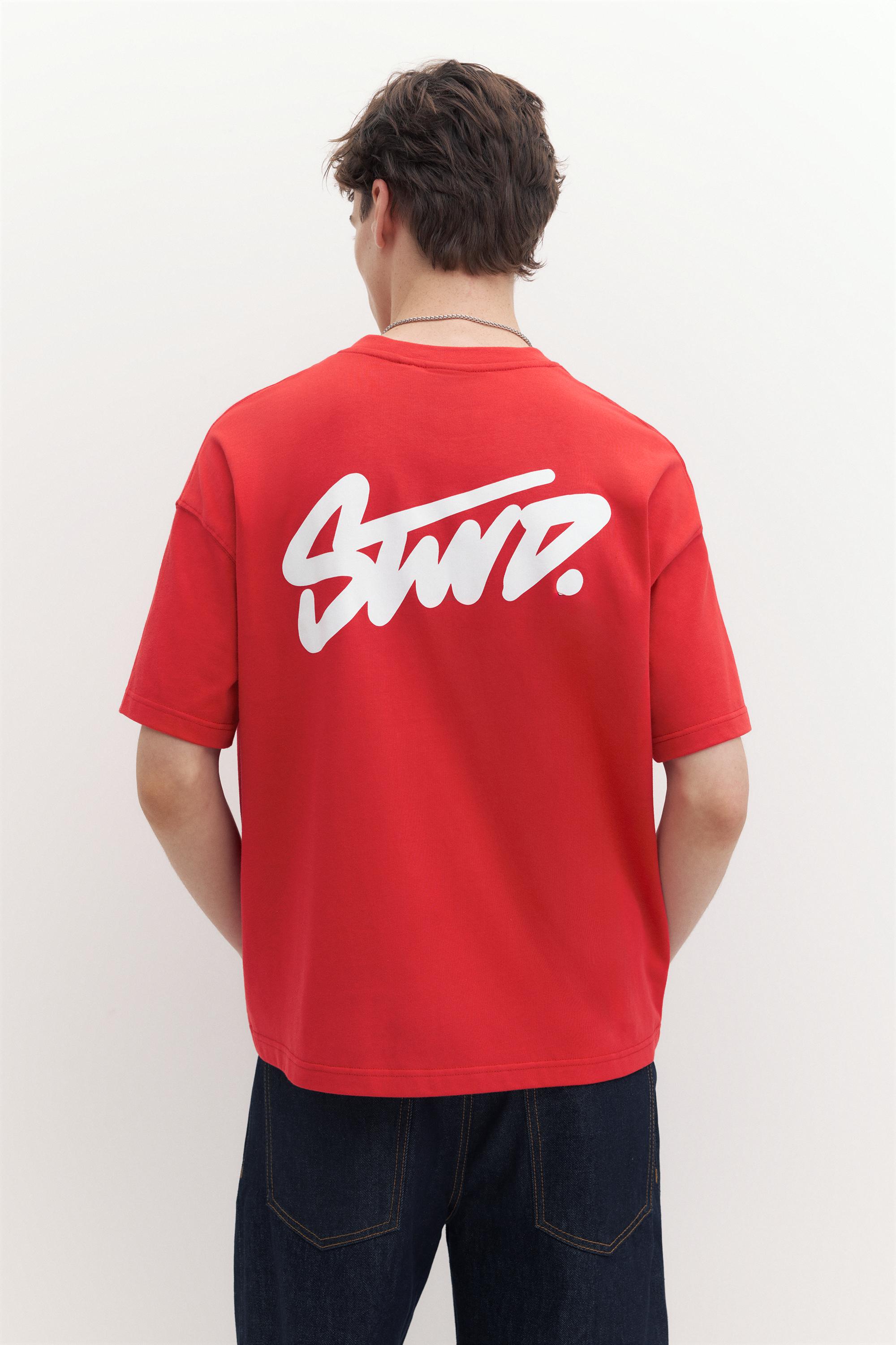 Boxy STWD logo T-shirt — Red