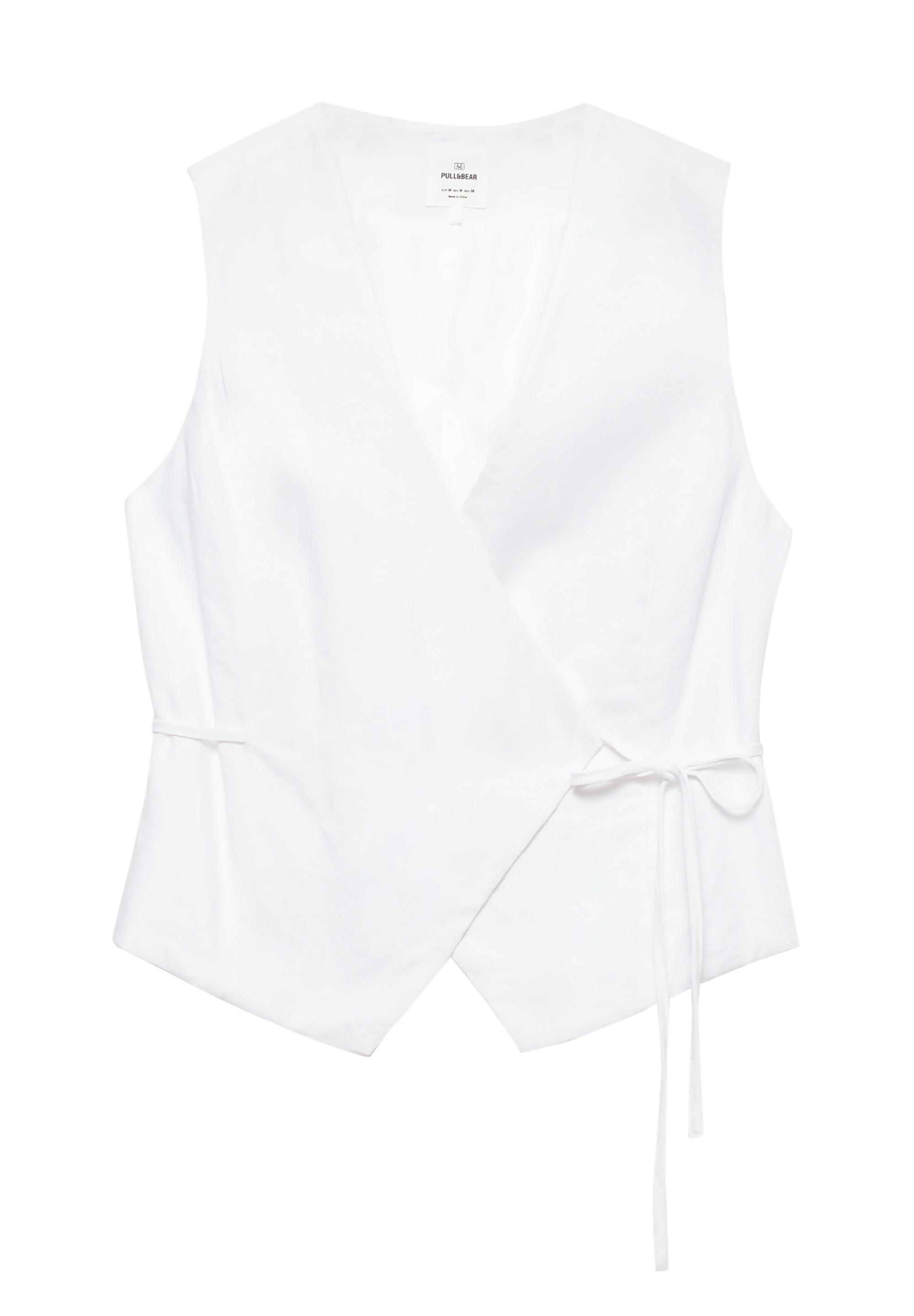 Rustic linen-blend waistcoat — White