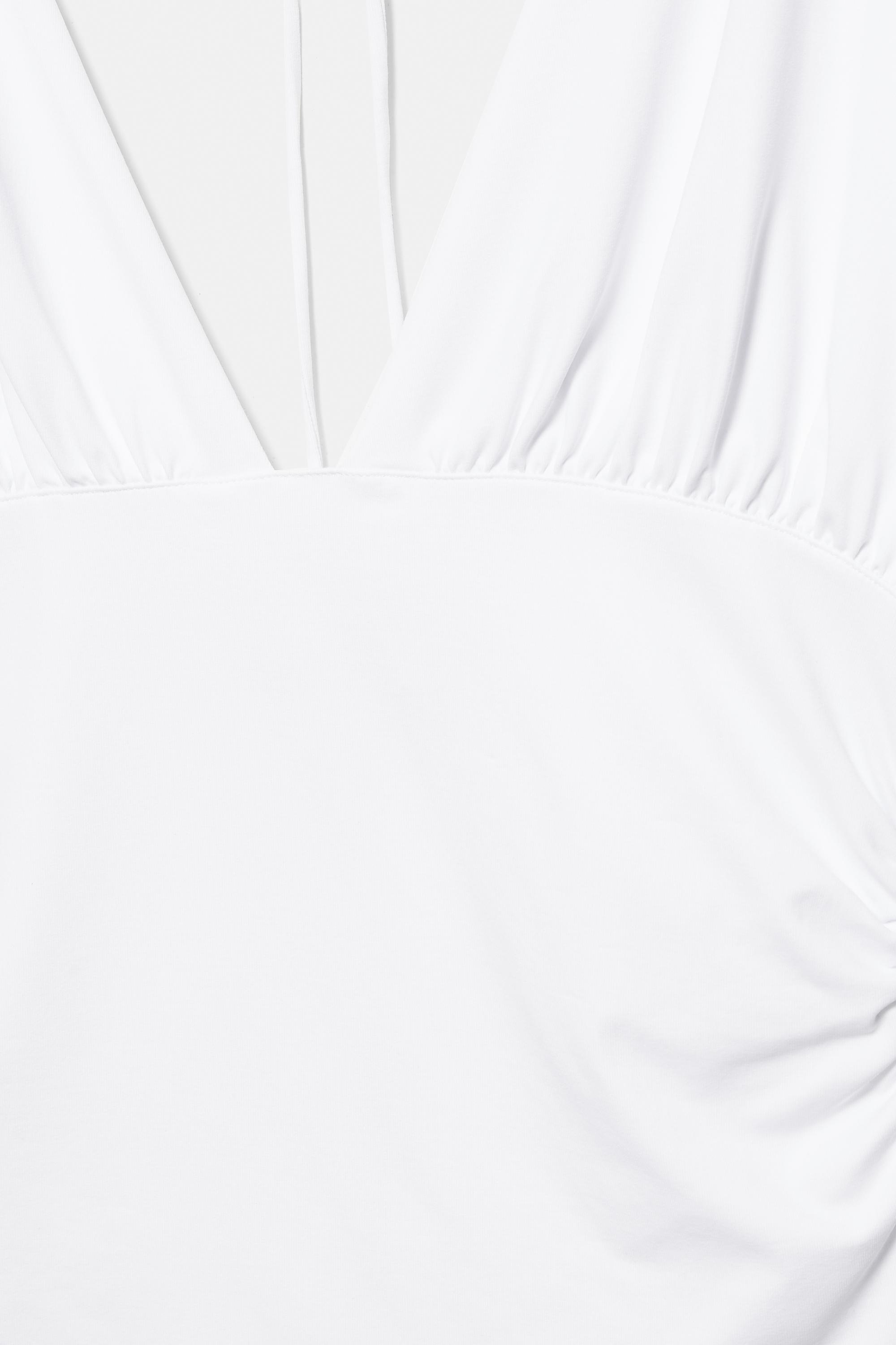 Gathered V-neck top — White