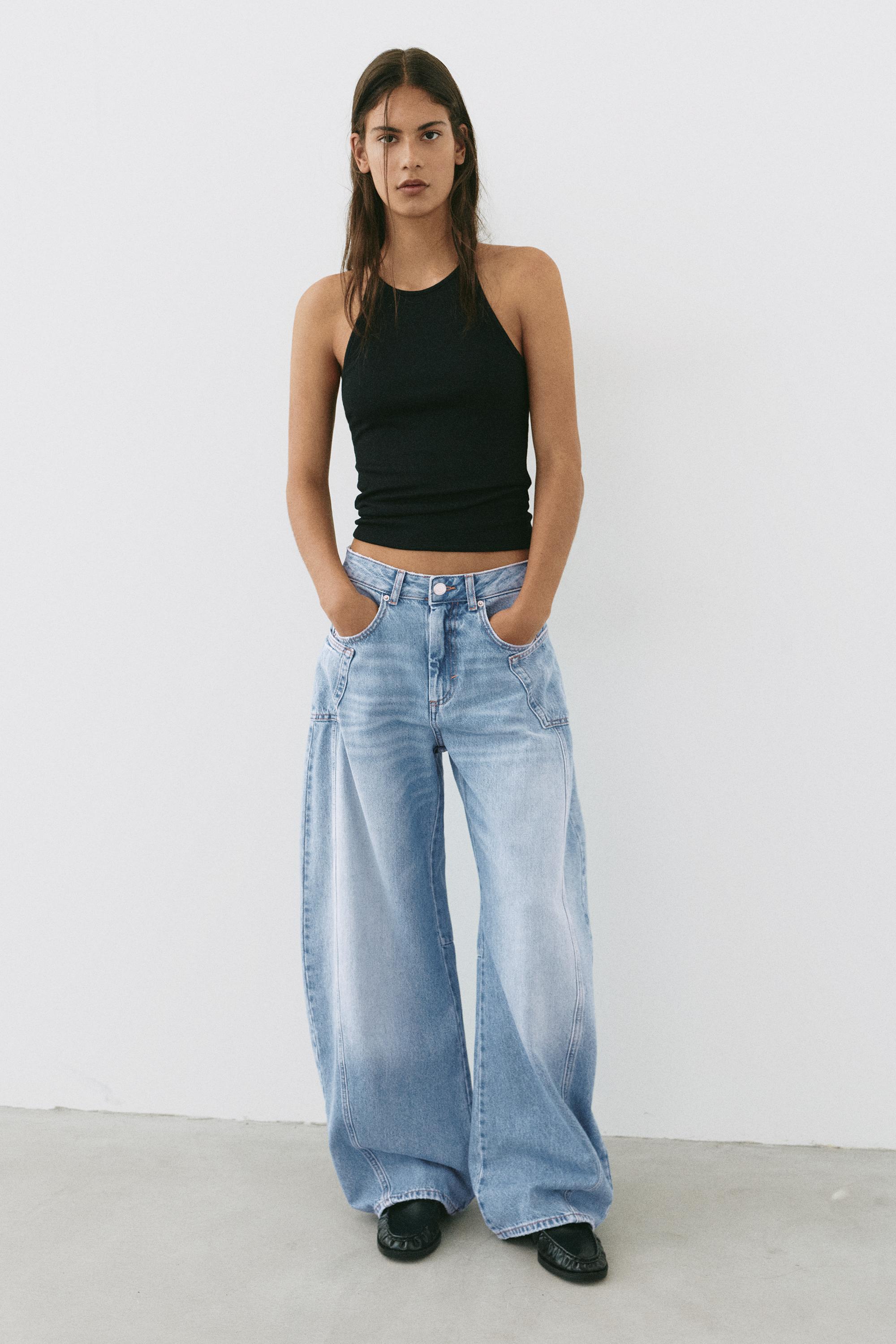 Seam detail balloon-fit baggy jeans — Pale blue
