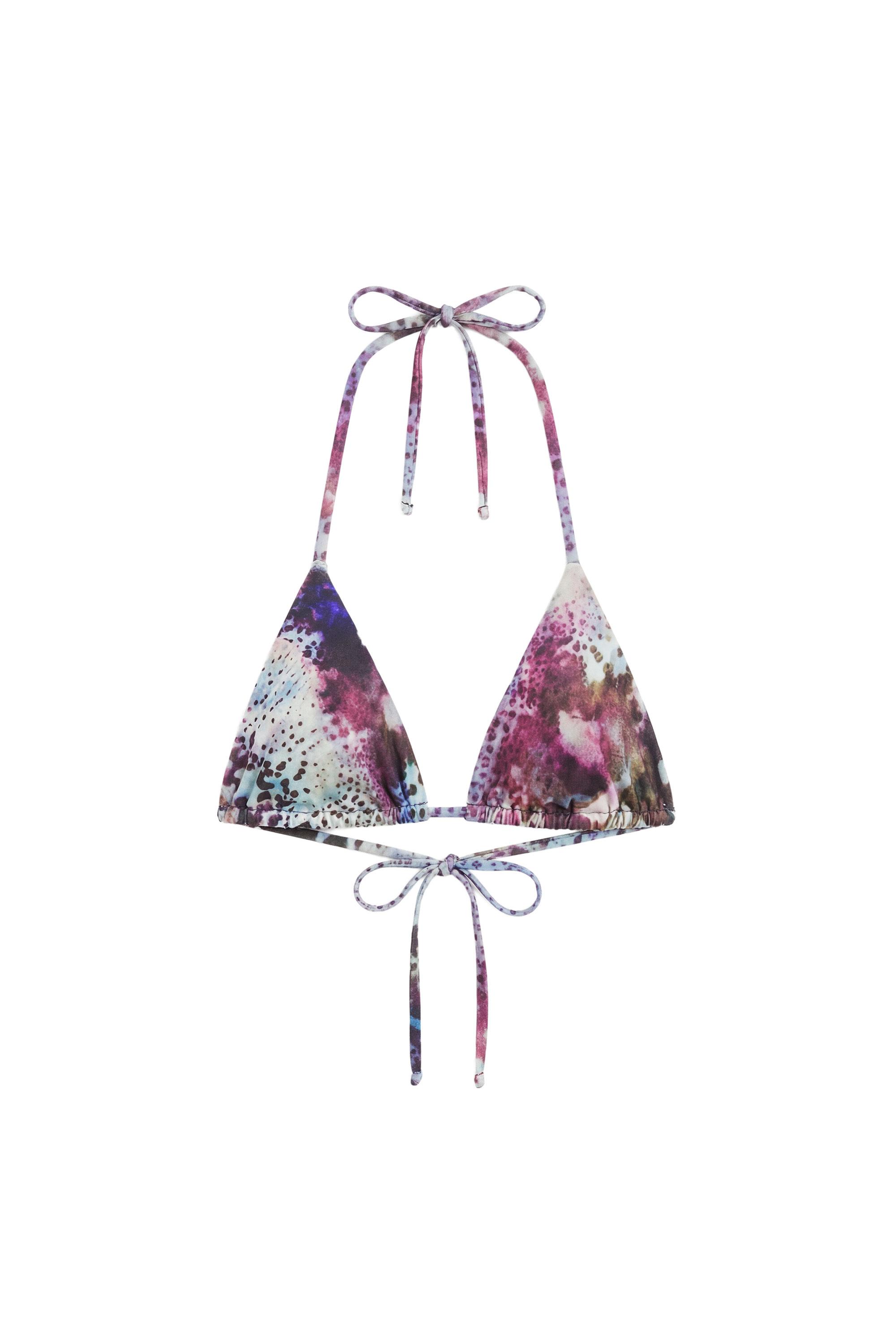 Tie-dye desenli üçgen bikini üstü - Görsel 2