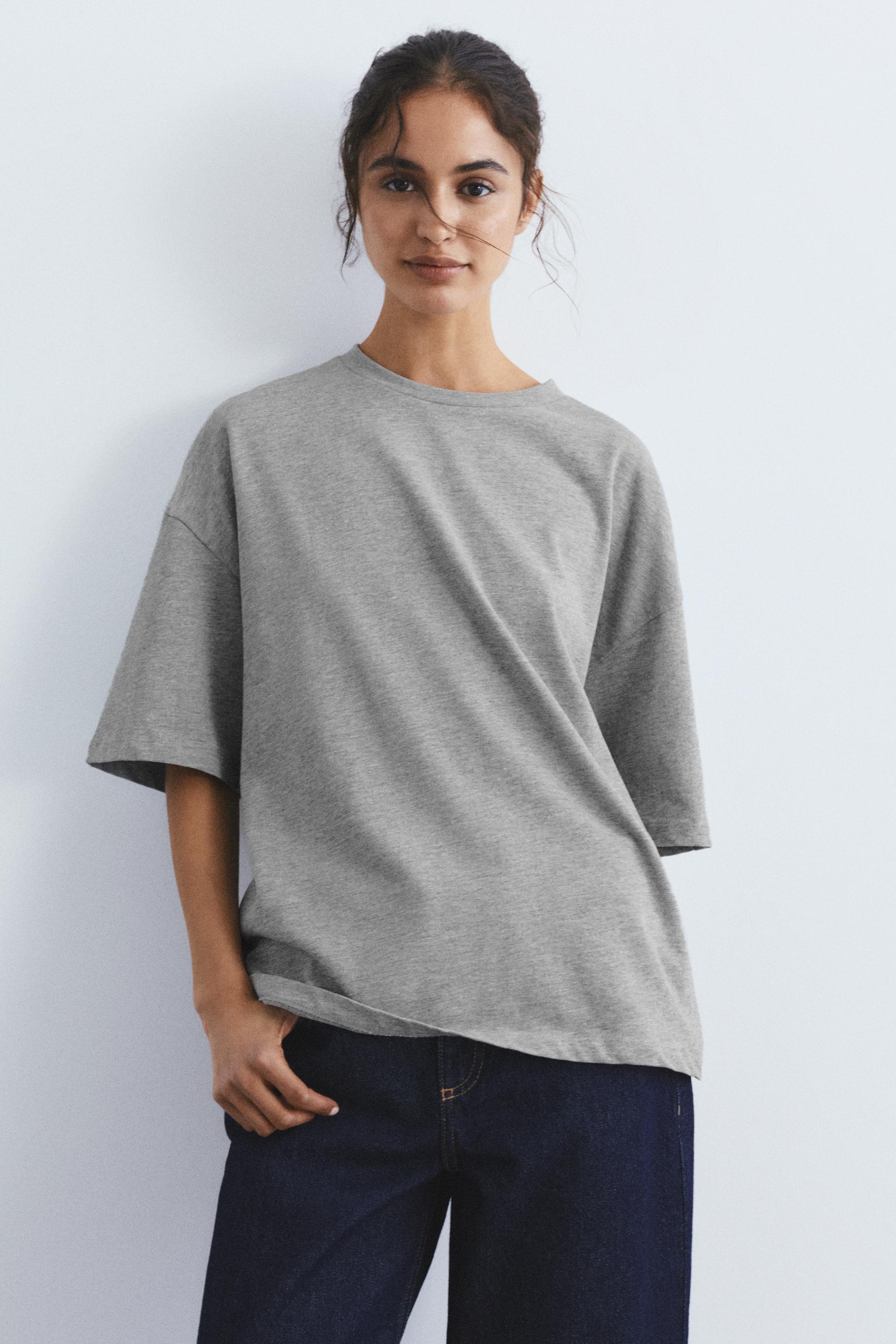 Oversize short sleeve T-shirt — Grey marl