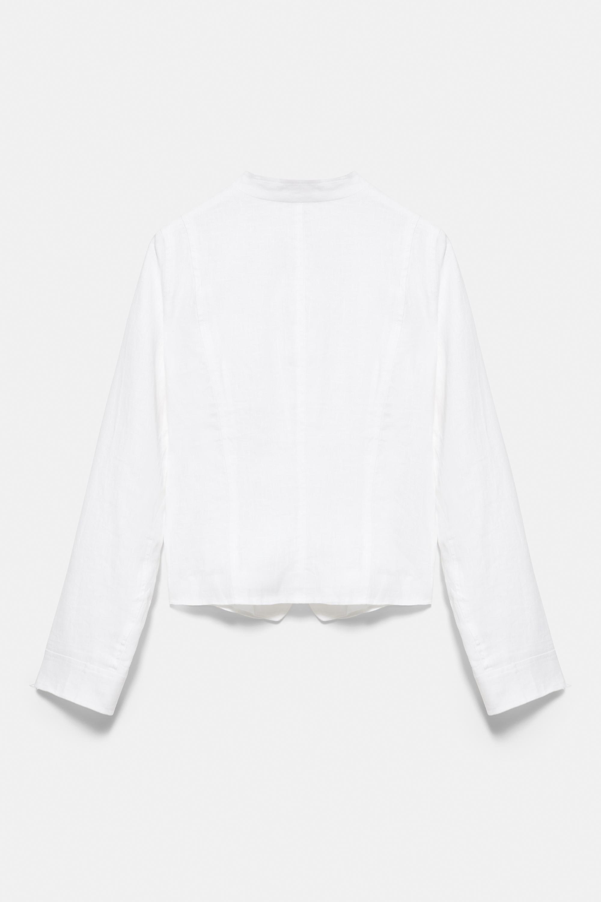100% linen toggle jacket — White