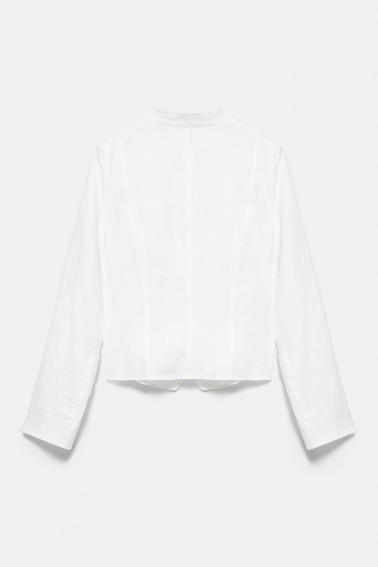 100% linen frog fastening jacket — White