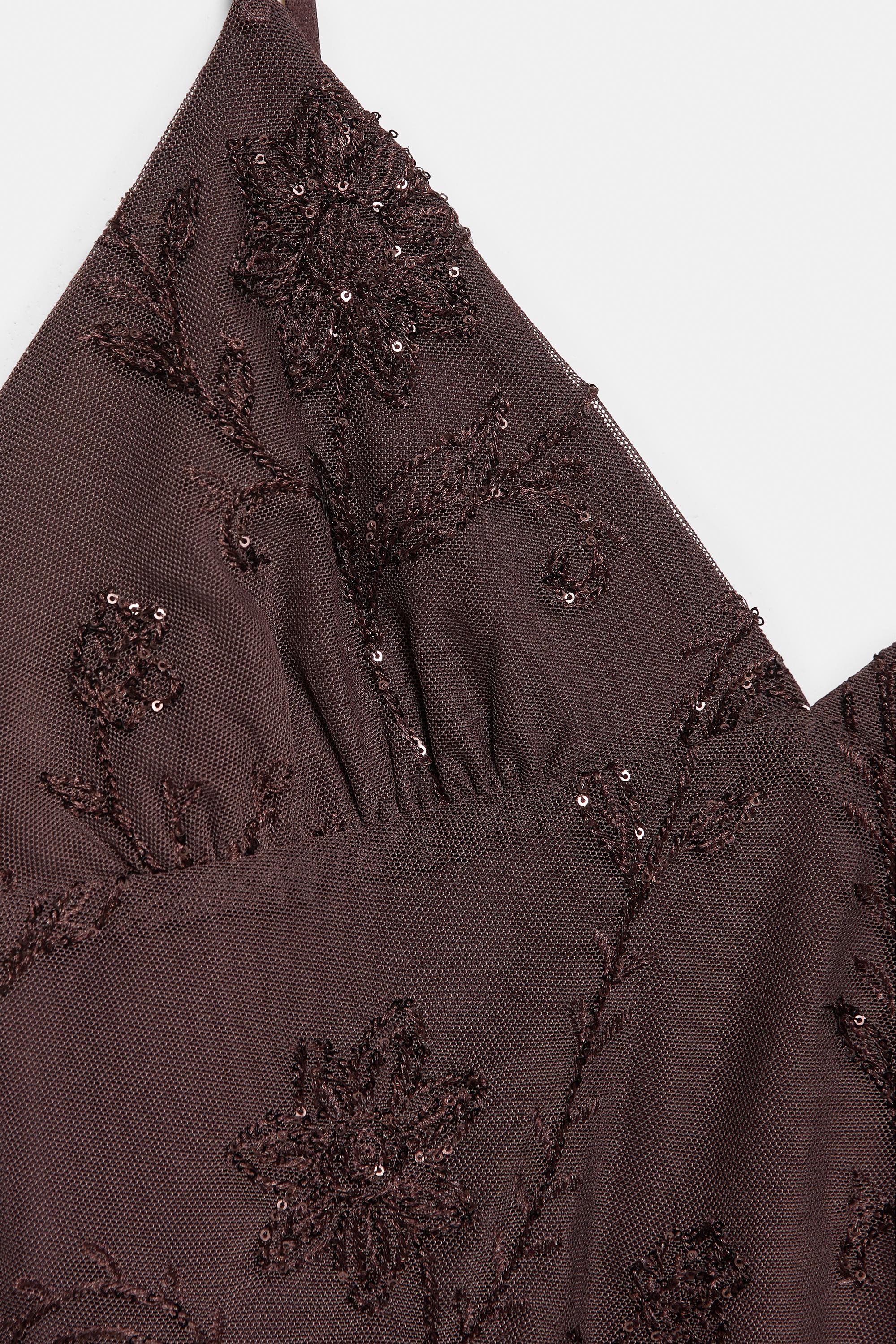 Short sequinned strappy dress — Brown