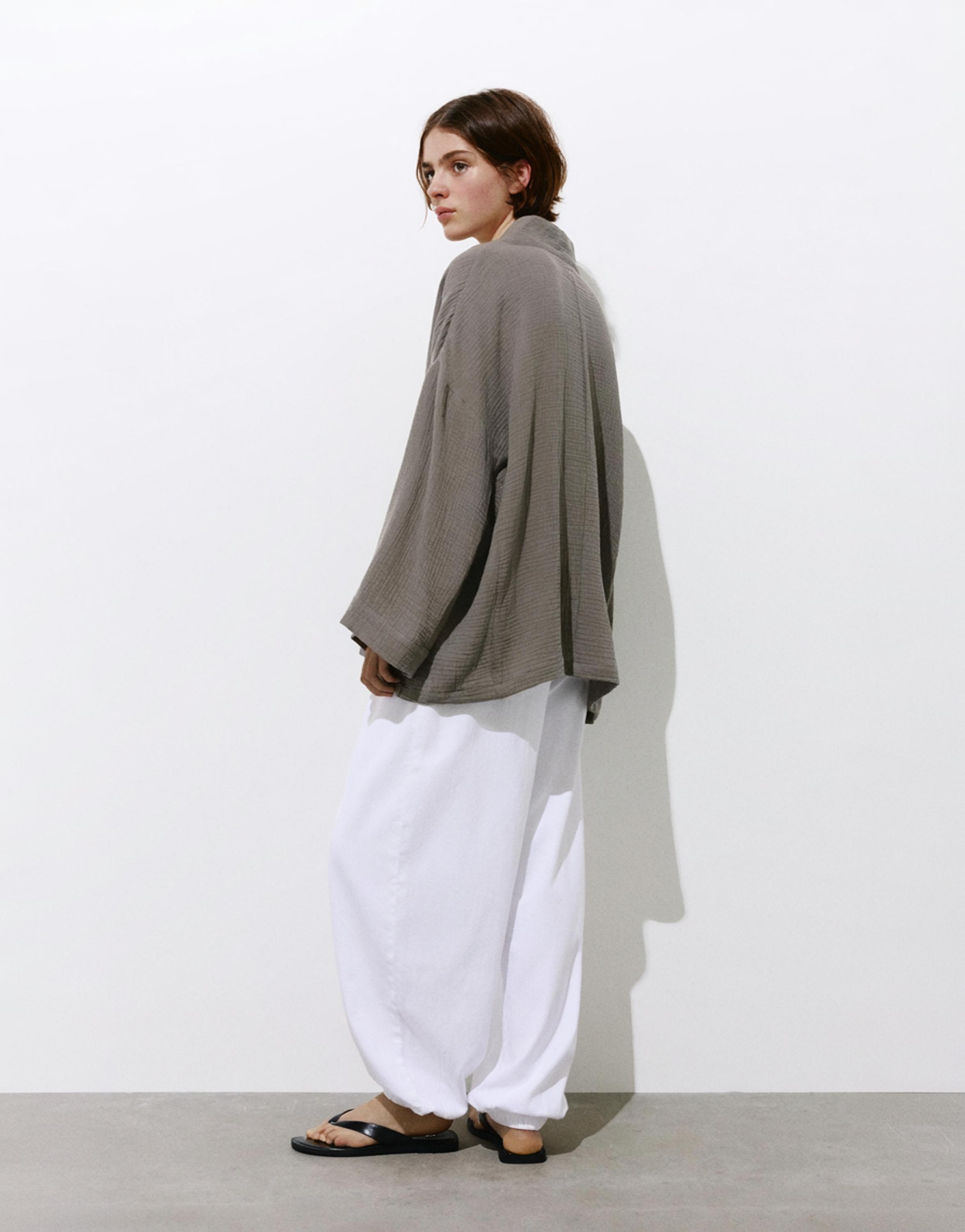 Crepe kimono — Dark khaki